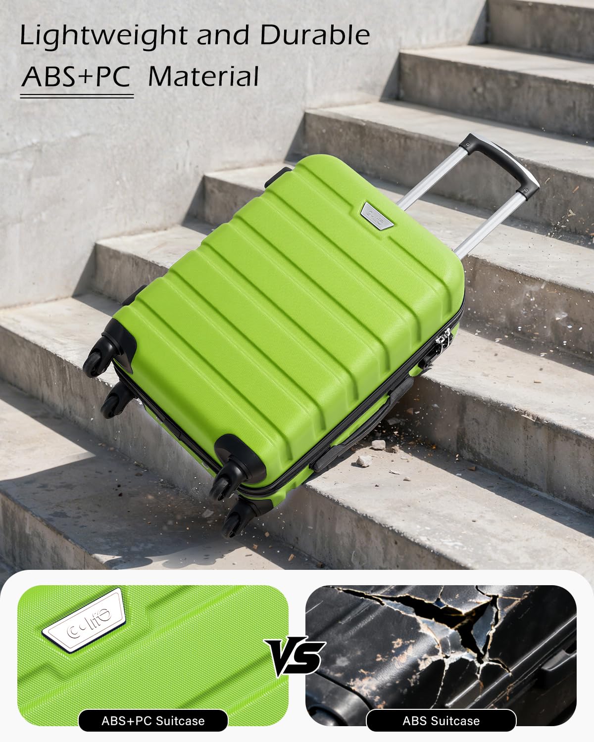 COOLIFE 28 Inch Large Suitcase, ABS+PC, Lightweight Hard Shell Luggage