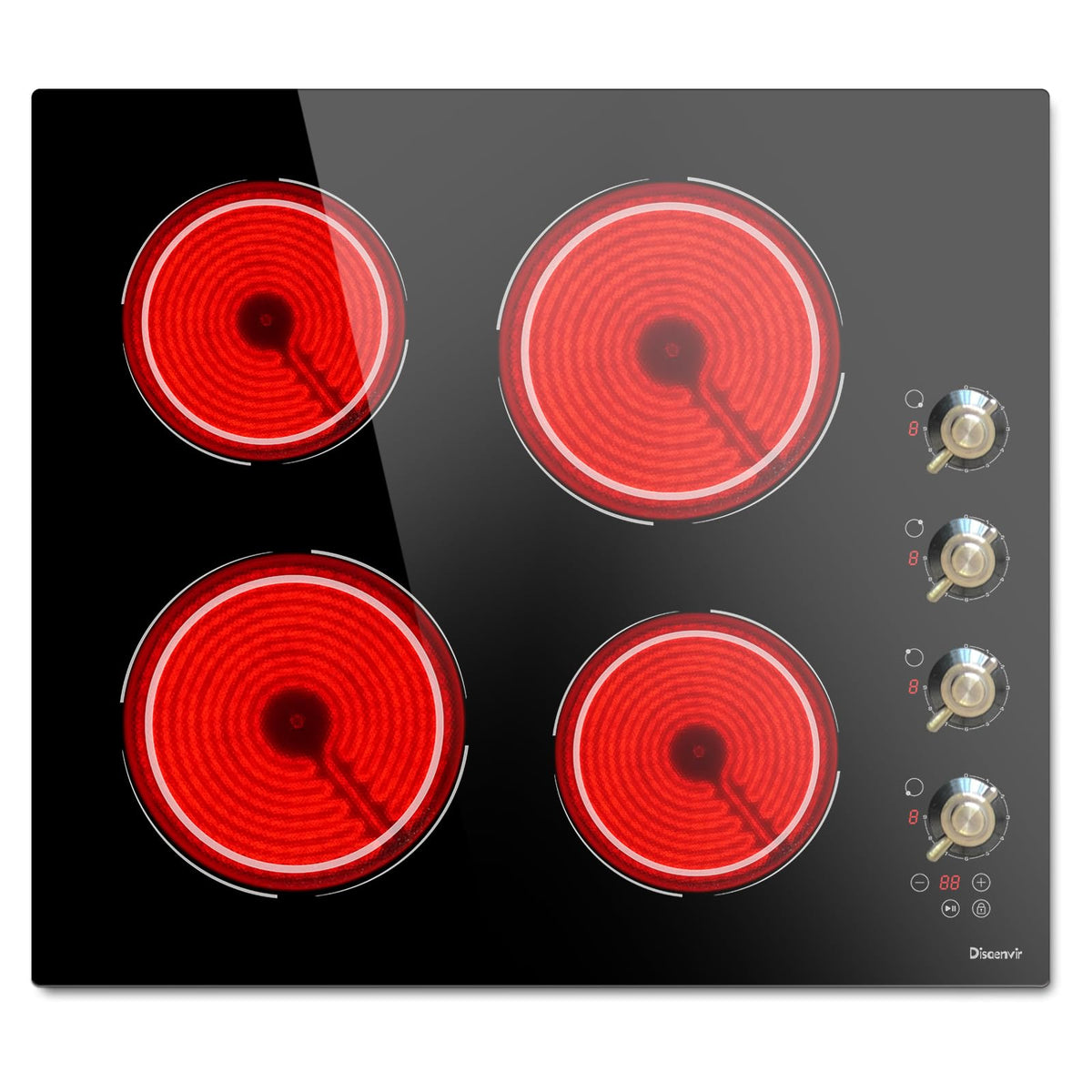 Double Ceramic Hob with Handle, Plug in 2 Ring Electric Hob