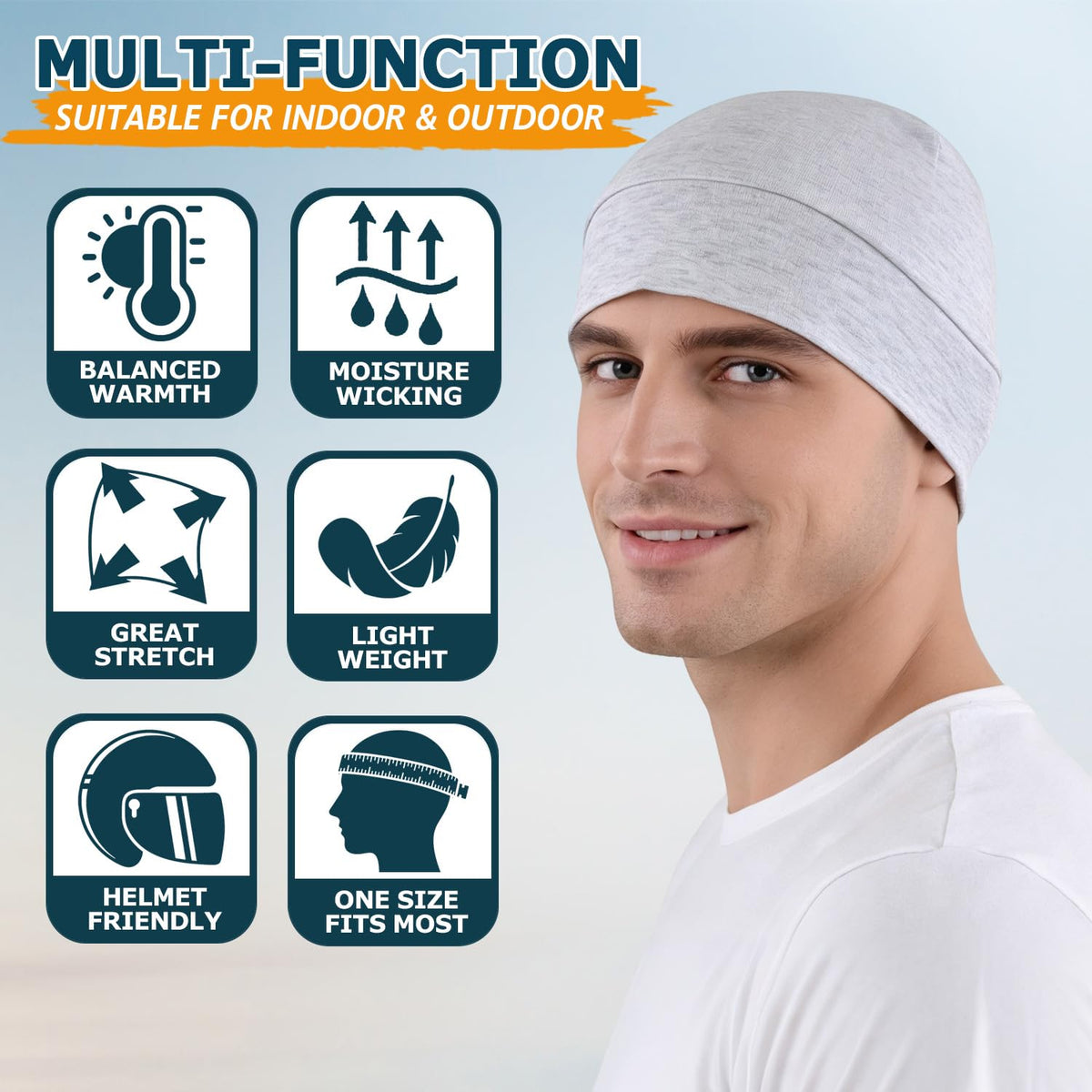 EINSKEY 100% Cotton Skull Caps for Men, Multipurpose Daily Wear Beanie Hat