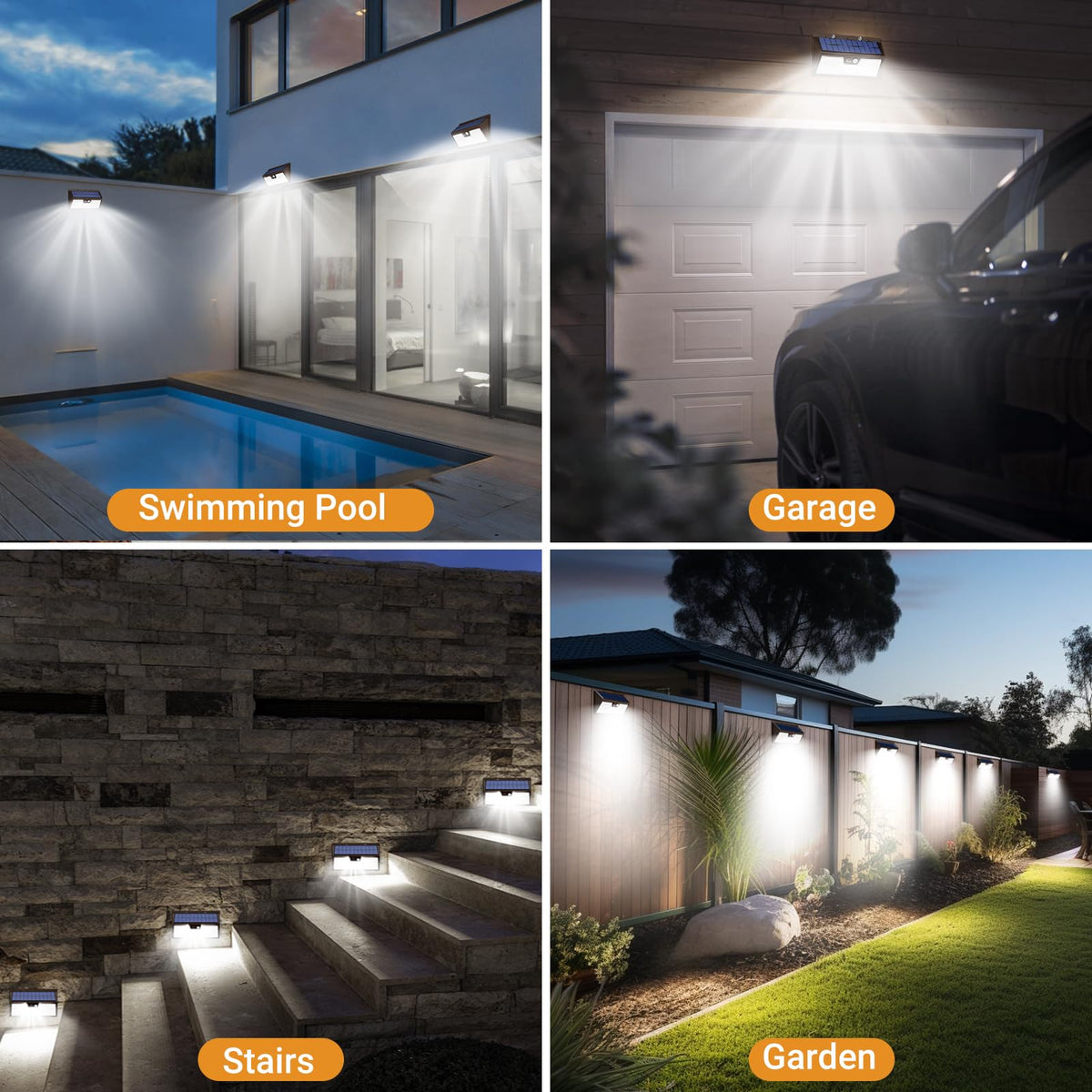 vighep Solar Security Lights Outdoor Motion Sensor, White 318LED Led Solar Powered Light with 3 Lighting Modes, IP65 Waterproof Wireless Pir Wall Light for Outside Garden Fence Yard-Warm White