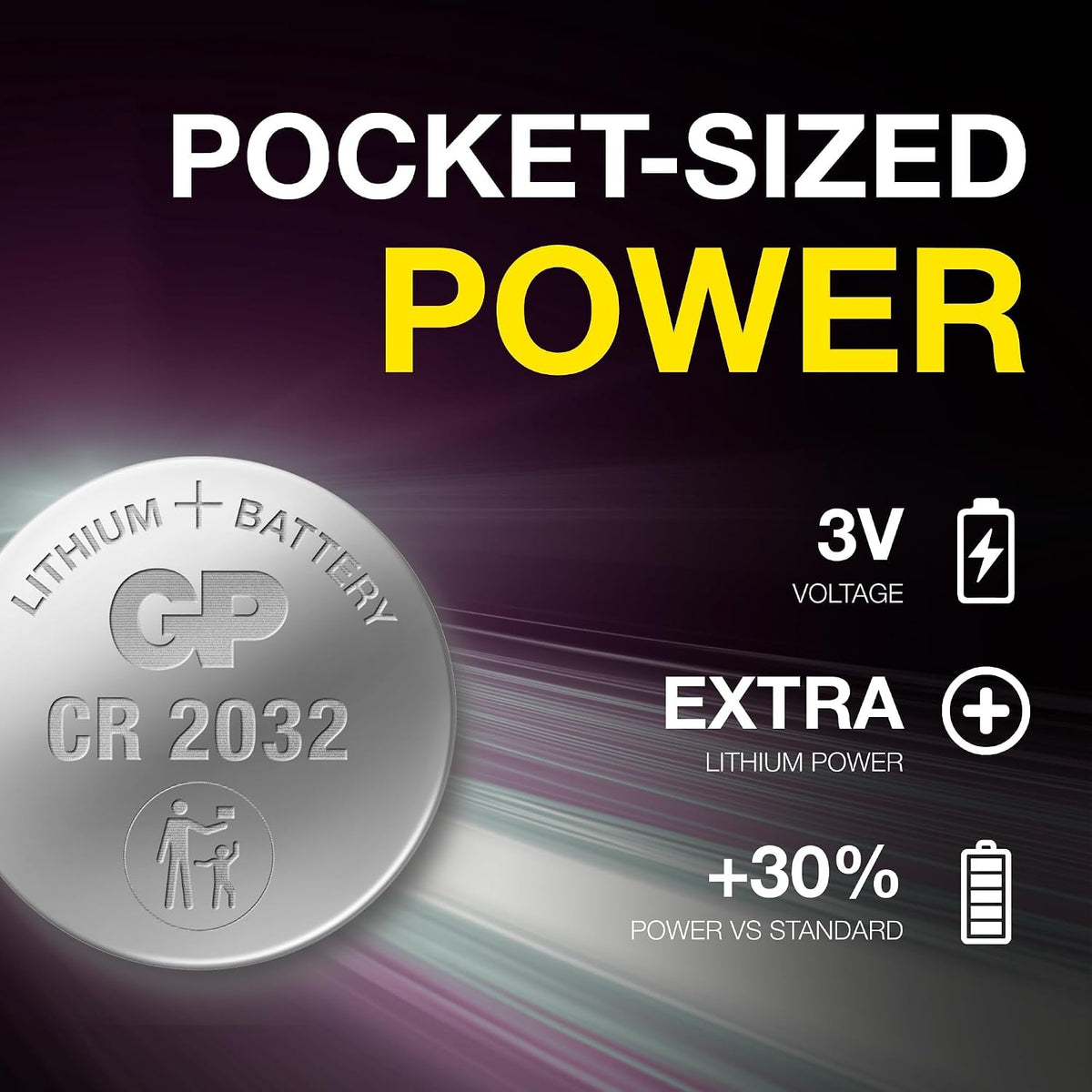 GP Extra CR2032 3V Lithium Coin Batteries – Pack of 10, AirTag & Key Fob