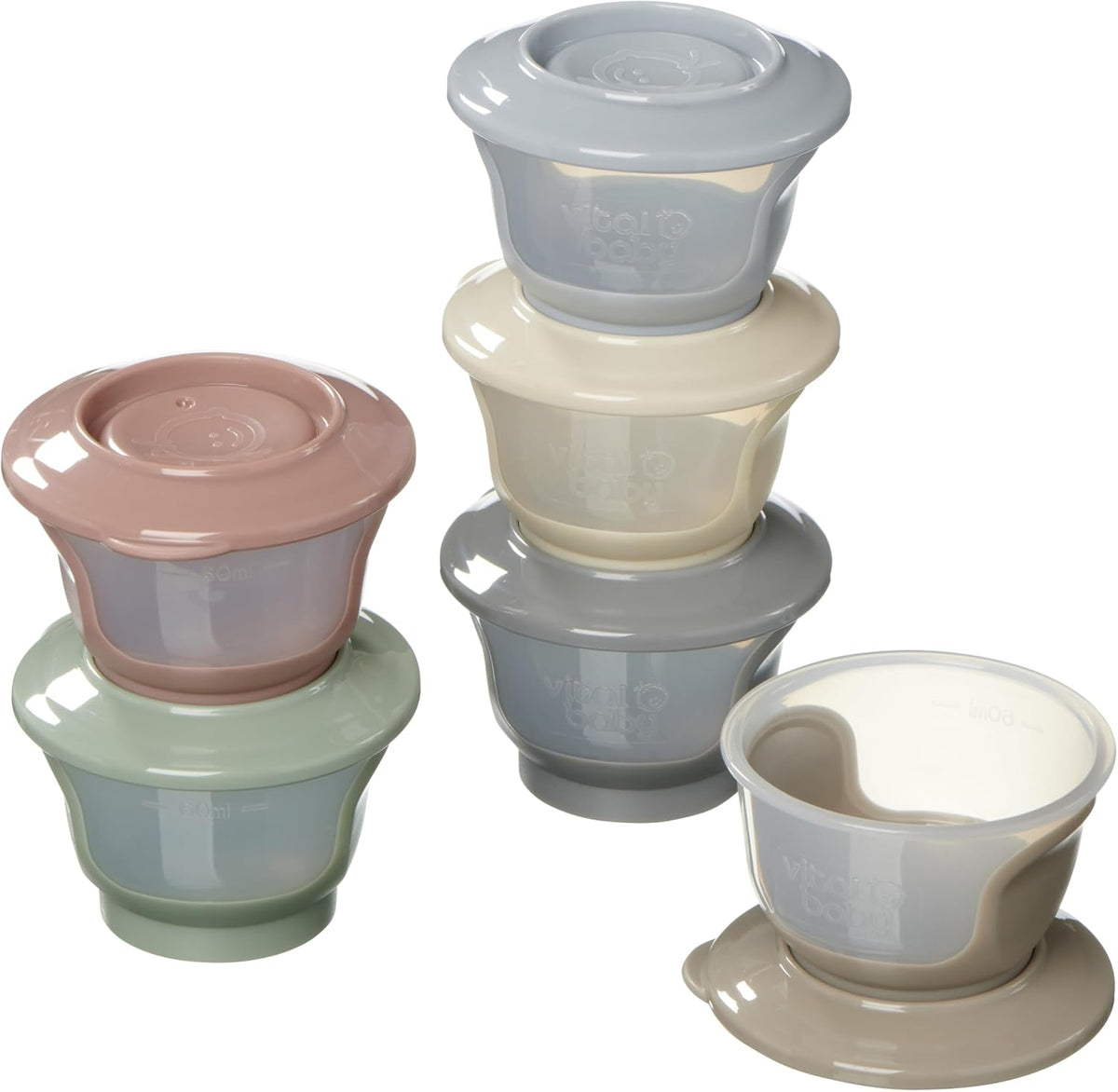 Vital Baby Store & Wean Baby Food Pots 60ml, 6 Pack | Leakproof, Stackable