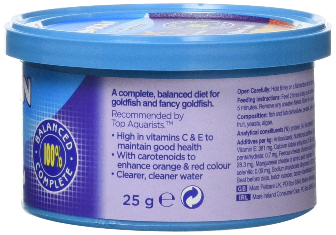 AQUARIAN Complete Nutrition, Aquarium Goldfish Food, Flakes Also Suitable for Small Pond Fish, 200g Container