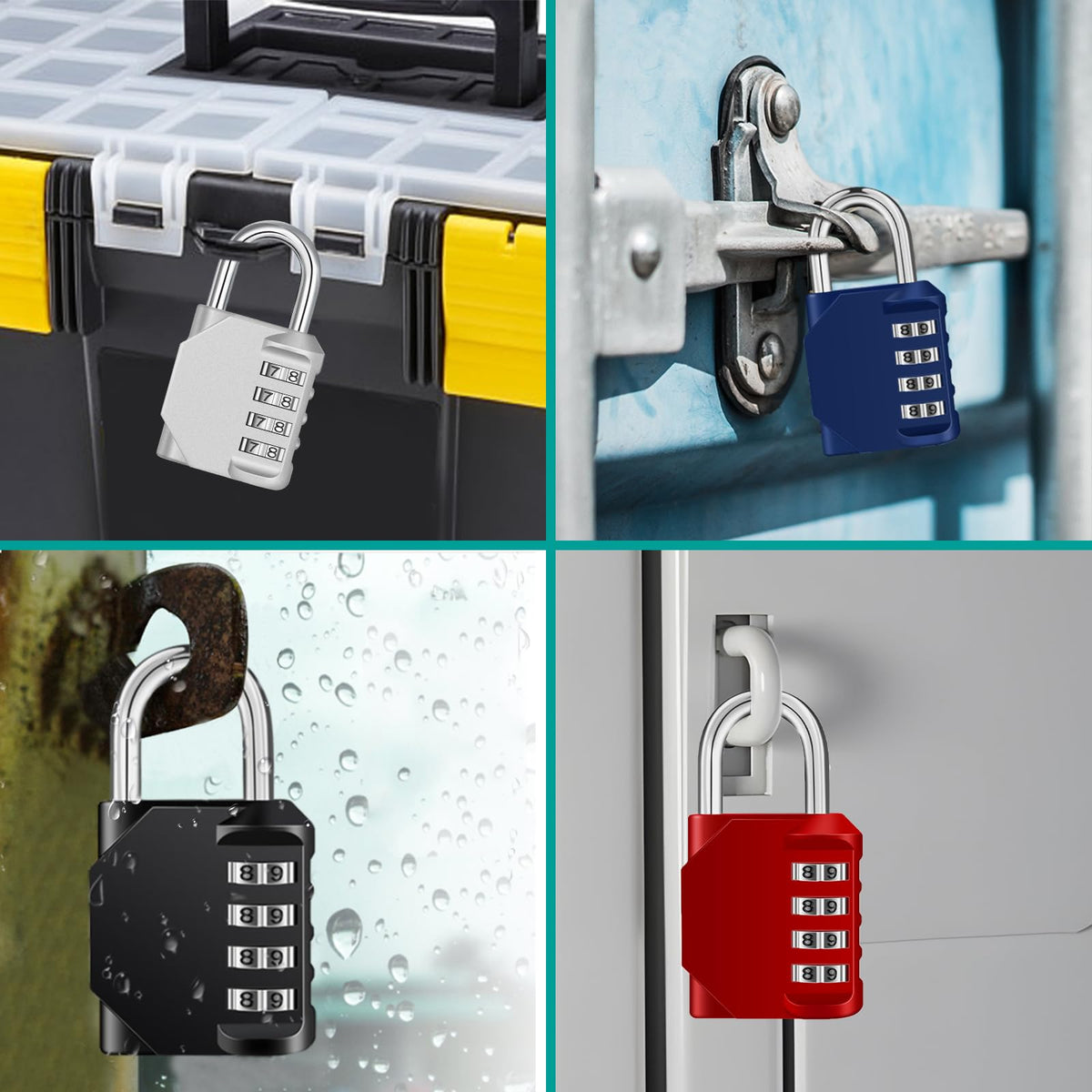 ZHEGE Combination Padlock, 4 Digit Coded Padlock (Sky Blue)