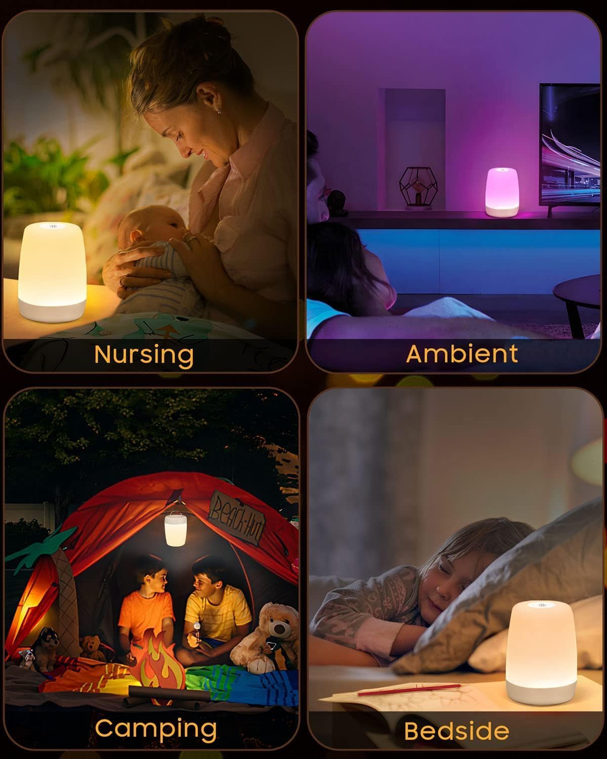 MEDE Night Light, Dimmable Bedside Lamps with RGB for Toddler, Kids, Adults