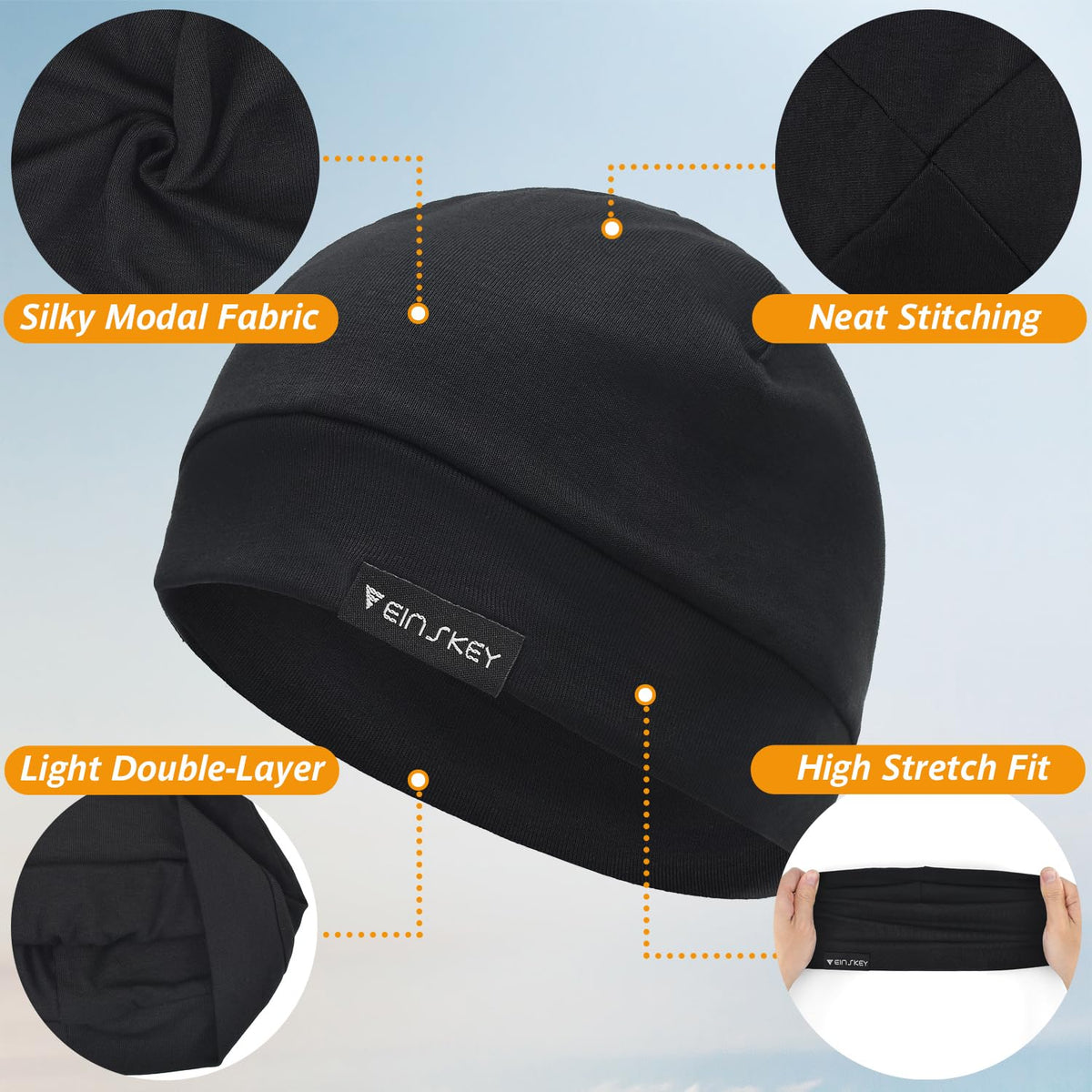 EINSKEY 100% Cotton Skull Caps for Men, Multipurpose Daily Wear Beanie Hat