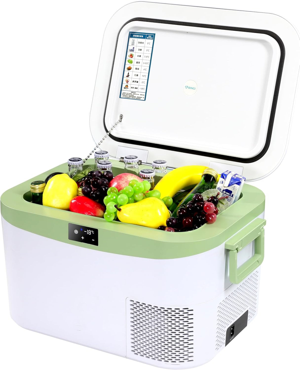 BINGI 12.8L Car Fridge Freezer Portable Compressor Cooler, 12V/24V DC & 100-240V AC Mini Refrigerator for Camping, RV, Truck, Boat, Travel, Picnic, Home Use (-18℃ to 15℃)