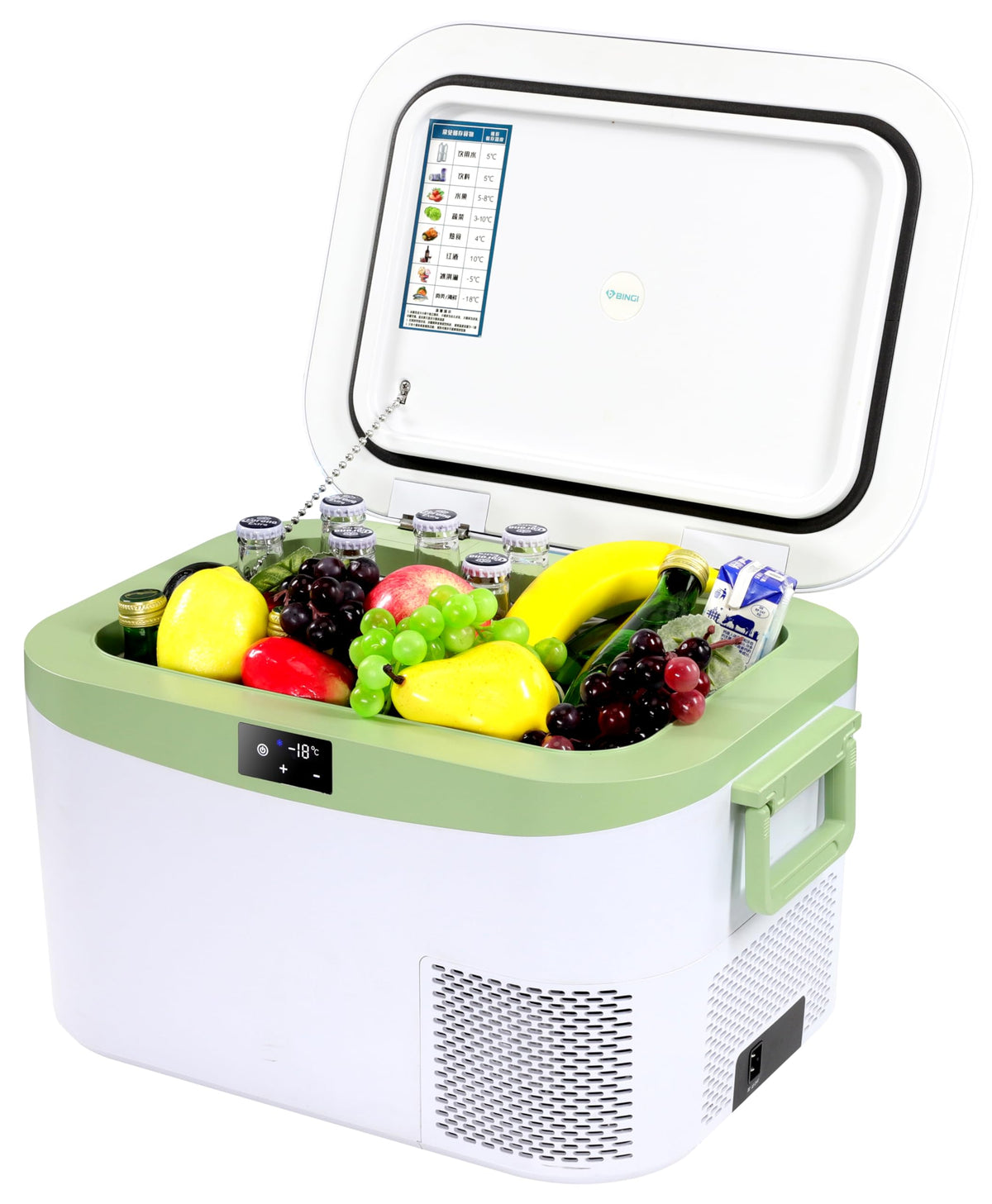 BINGI 12.8L Car Fridge Freezer Portable Compressor Cooler, 12V/24V DC & 100-240V AC Mini Refrigerator for Camping, RV, Truck, Boat, Travel, Picnic, Home Use (-18℃ to 15℃)