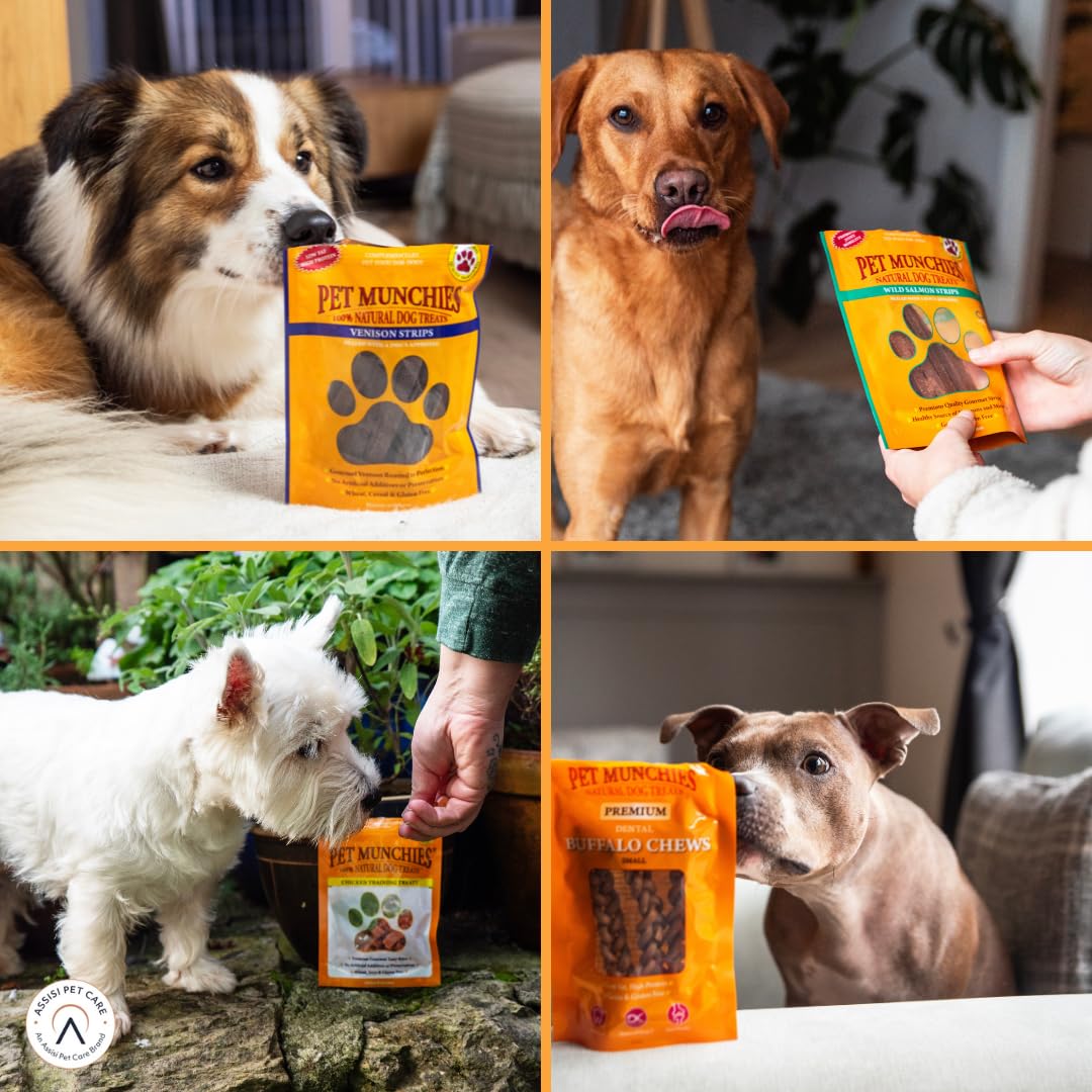 Pet Munchies Venison Strips Dog Treats, Premium Wheat Free Dog Chews with Natural Real Meat, Low in Fat and High in Protein 75g (Pack of 8)