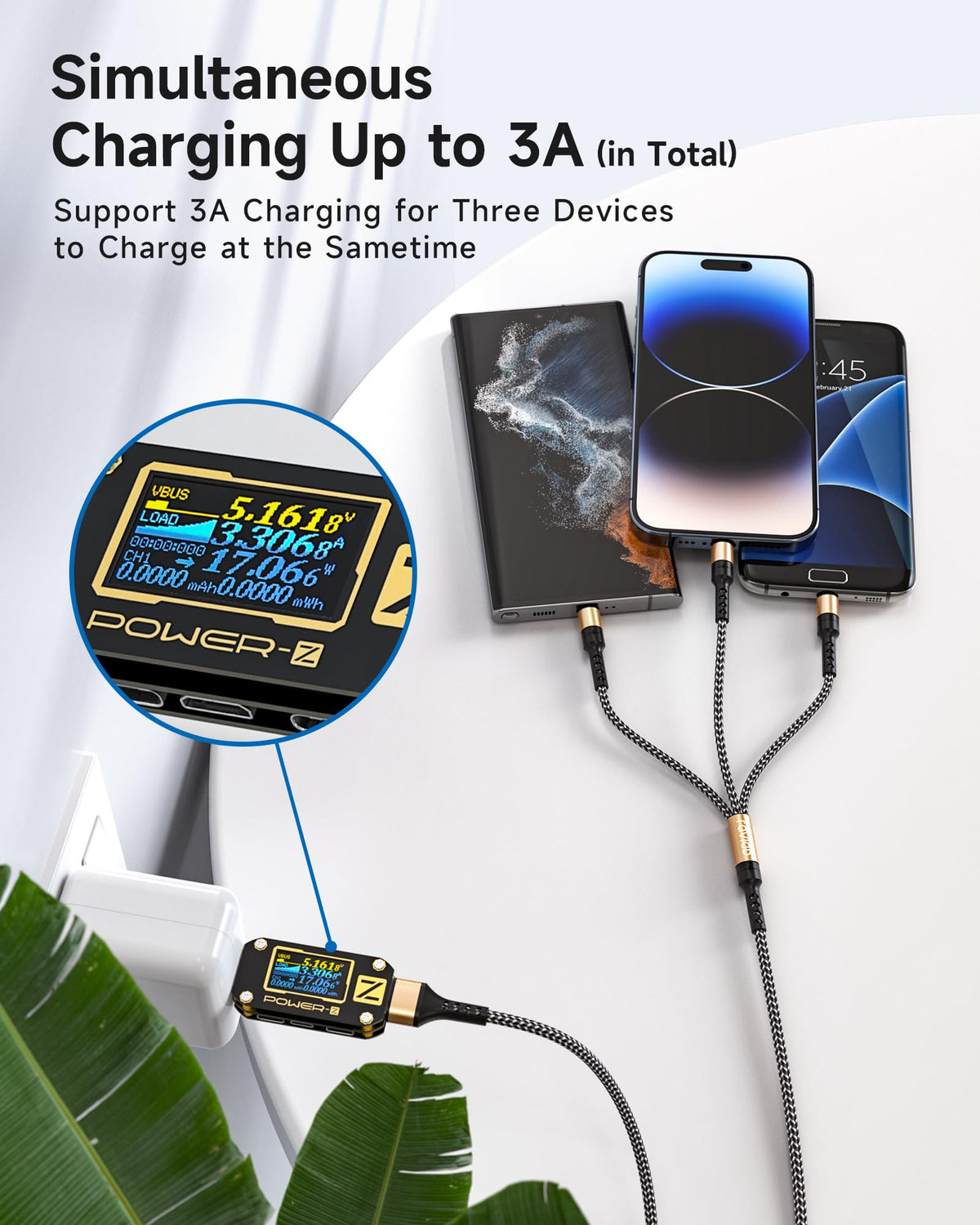 RAVIAD Multi Charger Cable, 3 in 1 Charger Cable 3A USB Fast Charging Cord