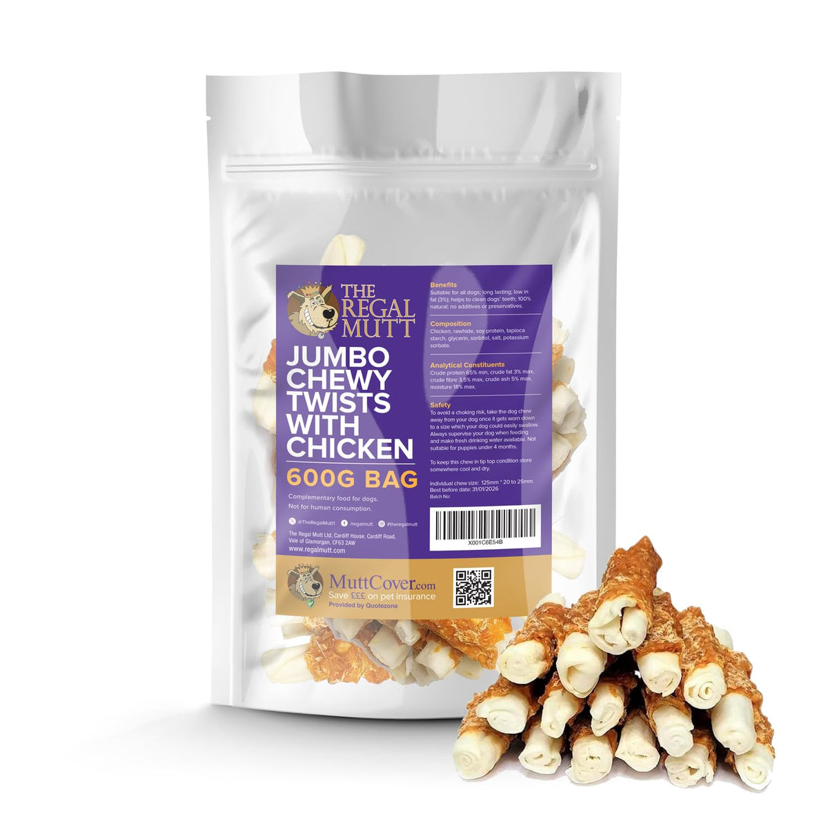 The Regal Mutt - Chewy Twists with Chicken - 1kg Bag