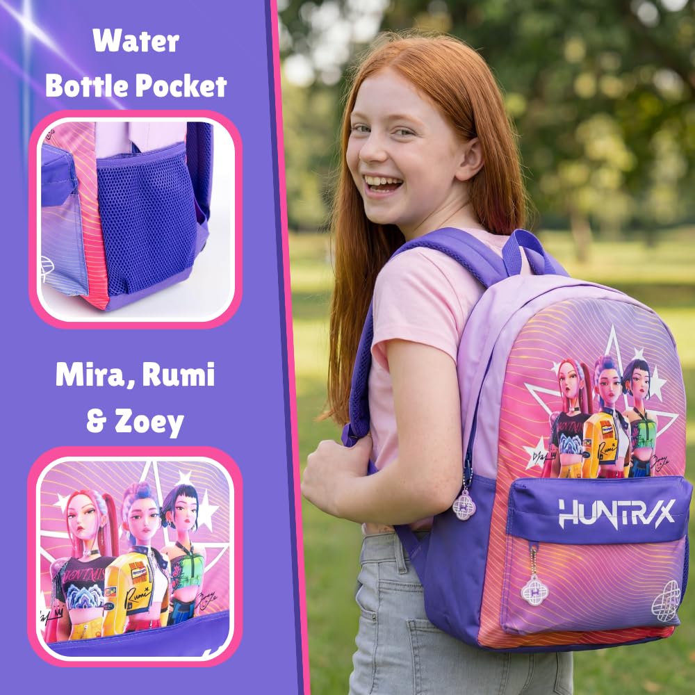 KPop Demon Hunters K-Pop Demon Hunters Derpy Tiger Blue Backpack | Kids School Bag with Front Zip Pocket | Padded Shoulder Straps & Chest Strap | K-Pop Demon Hunters Merch