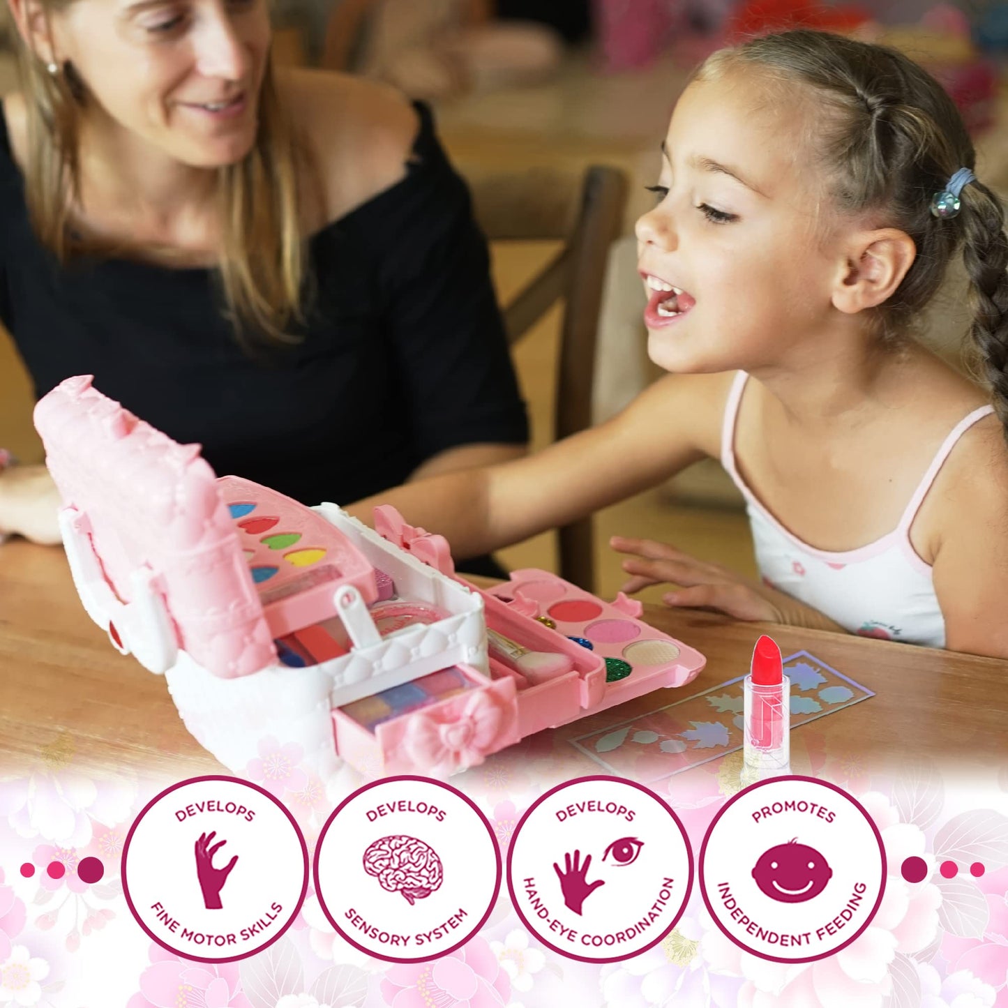 Kids Makeup Sets for Girls Toys - 74PCS Washable Makeup for Kids with Mirror, Real Dressing Table with Stand, Princess Play Makeup Kit Perfect for 3 4 5 6 7 8-12 Year Old Girls Birthday & Christmas