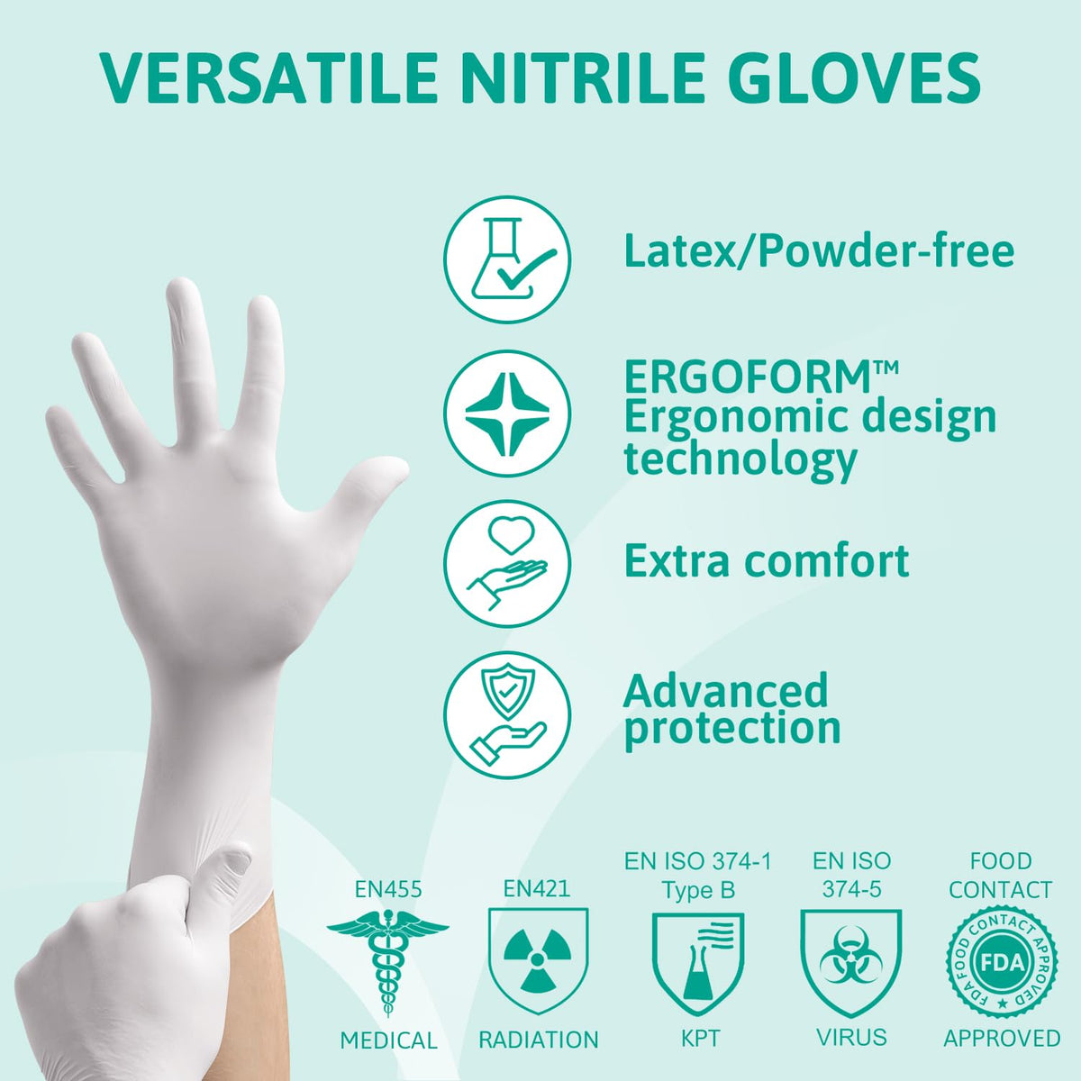 Ansell Microflex 93-732, Multipurpose Nitrile Disposable Gloves for Precise Handling and Mechanical Tasks, Latex Free, Powder-Free, Size M (100 Pieces)