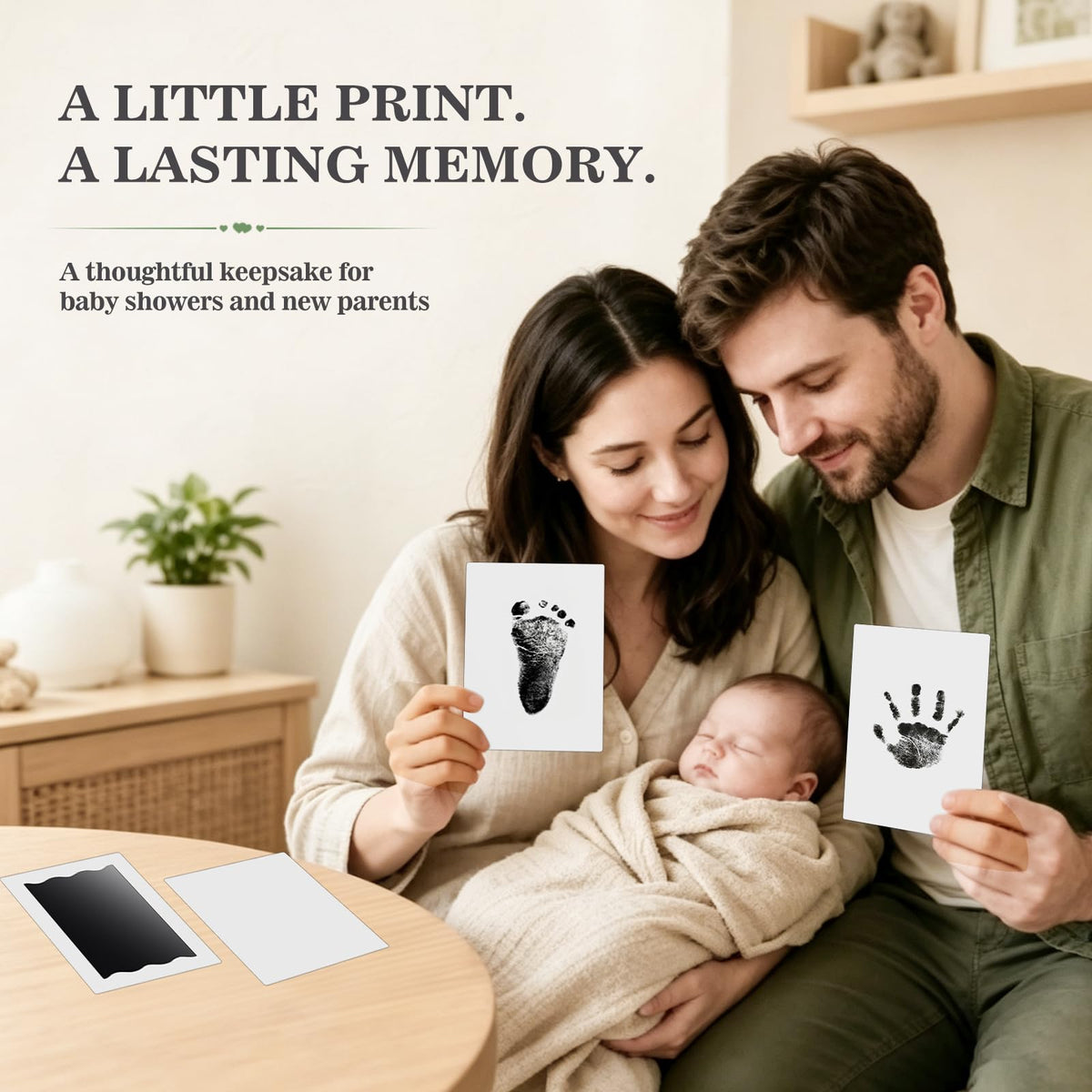Nabance Baby Hand and Footprint Kit, 3 Inkless Print Pads, 6 Imprint Cards