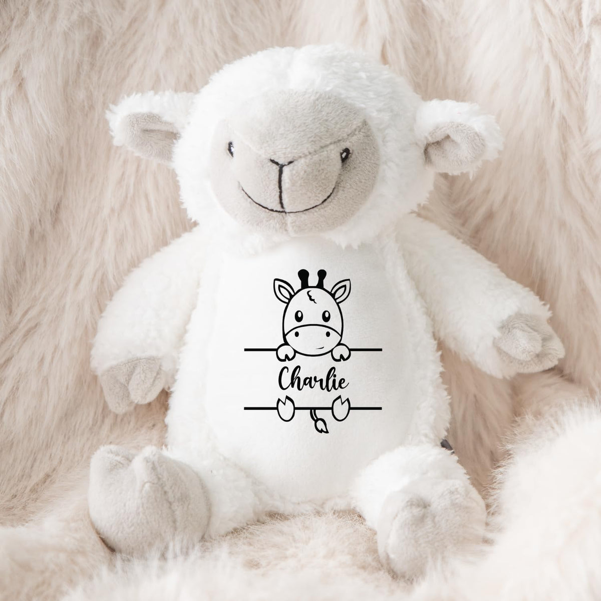 Crafted Memories - Personalised Teddy | Velveteen Bunny Soft Toy | Customisable Name for Newborns | Keepsake for Boys & Girls | Baby Shower Item | Pink Initial | Grey or White, 20-23cm