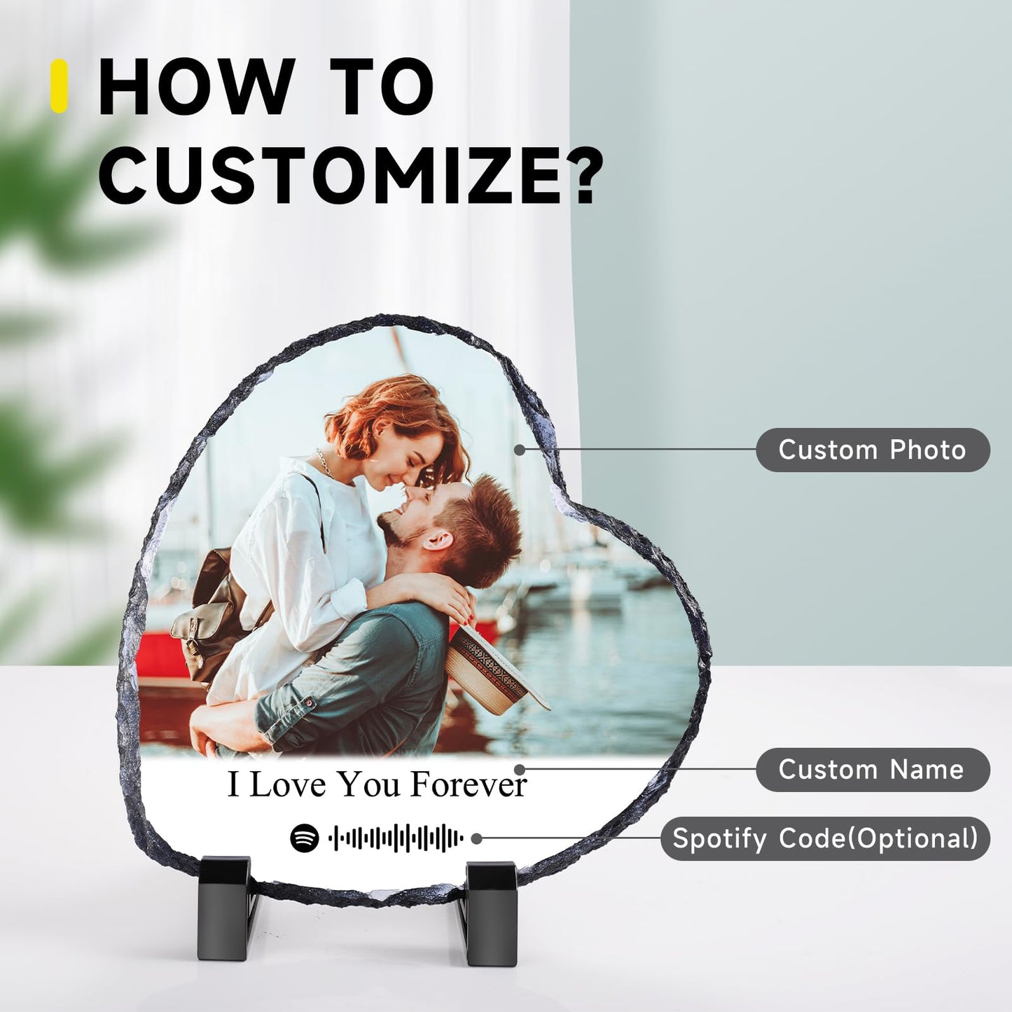 Personalised Memorial Plaque, Custom Rock Slate Frame with Photo Text, Customised Memorial Gifts for Loss of Loved One, Cemetery Decorations for Grave