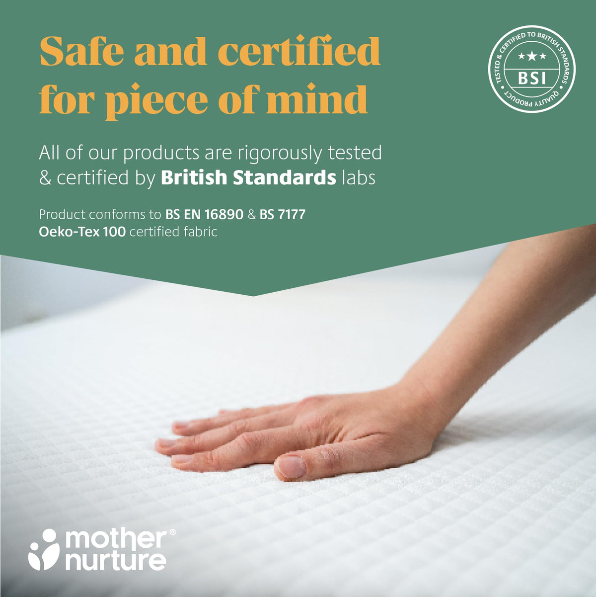 Mother Nurture Classic Eco Fibre Cot Bed Mattress - Hypoallergenic Easy Clean Quilted Cover, Reversible, Water Resistant, Baby Cot Mattress, Firm & Supportive, White, BSI Tested - Size 140x70 x10cm