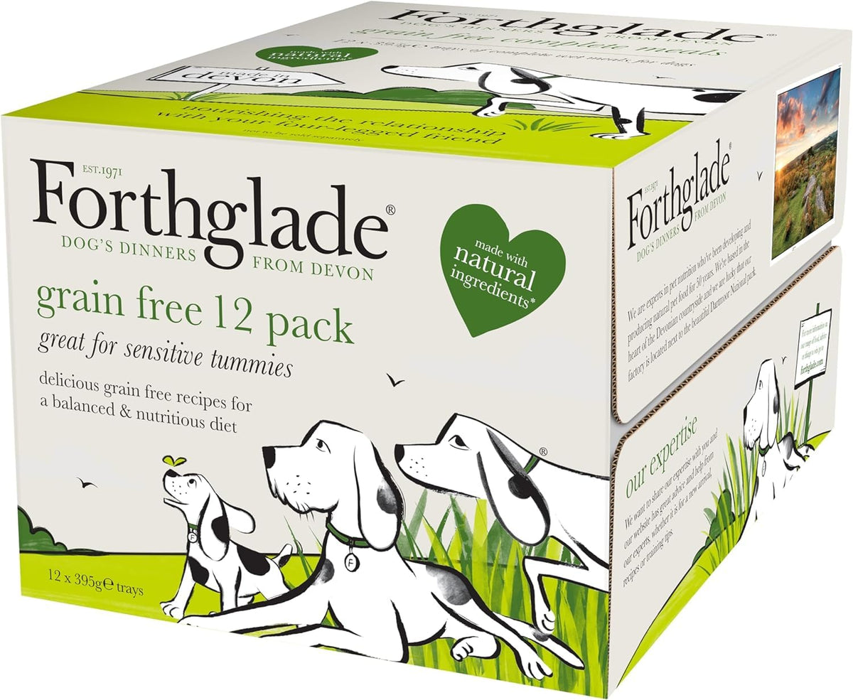 Forthglade Wet Dog Food Variety Pack (12 x 395g Trays) - Grain Free & Hypoallergenic Dog Food, Adult 1 Year+, Chicken, Chicken with Liver & Turkey, Vegetables, Stomach Sensitive, Natural Ingredients