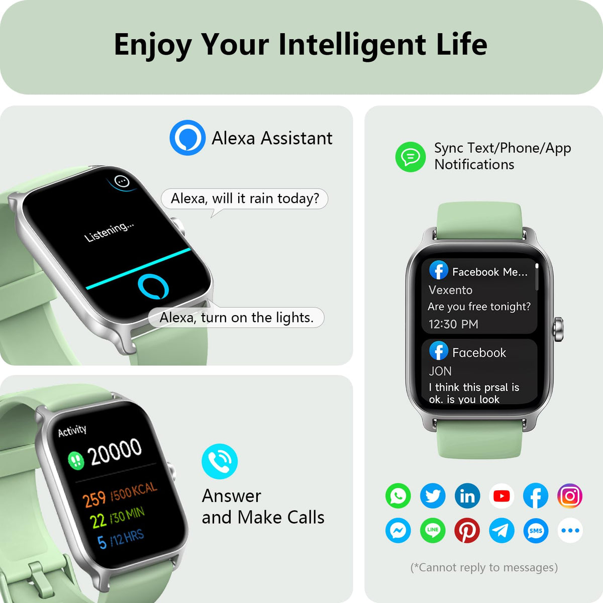 Smart Watch for Women, Answer/Make Calls, Alexa Built-in, [1.8"HD Screen] Smart Watches for Women iPhone/Samsung/Android, Fitness Watch with Heart Rate Sleep SpO2 Monitor,IP68 Waterproof, 100+ Sports