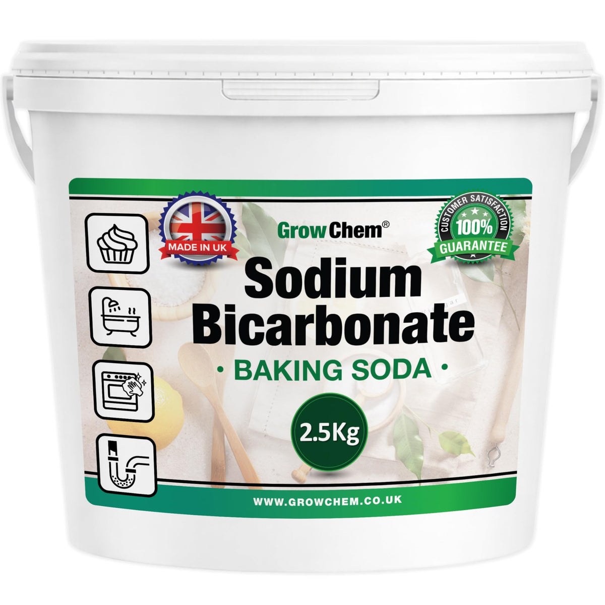 Baking Soda, Sodium Bicarbonate (1KG Bucket) UK MADE Pure Baking Soda for Cleaning, Cooking, Bath Bombs, Odours and Teeth Cleaning. Eco Friendly Bicarbonate of Soda.