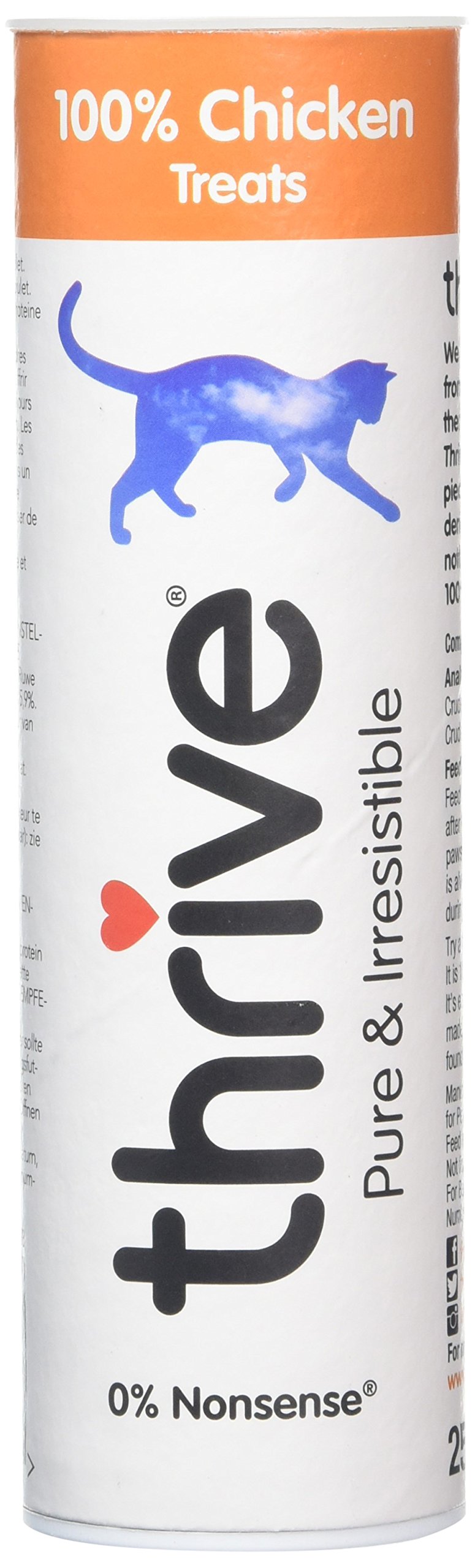 Thrive 100% Chicken Breast Freeze-Dried Cat Treats – Single Ingredient, High Protein – Grain Free – 170g MaxiTube
