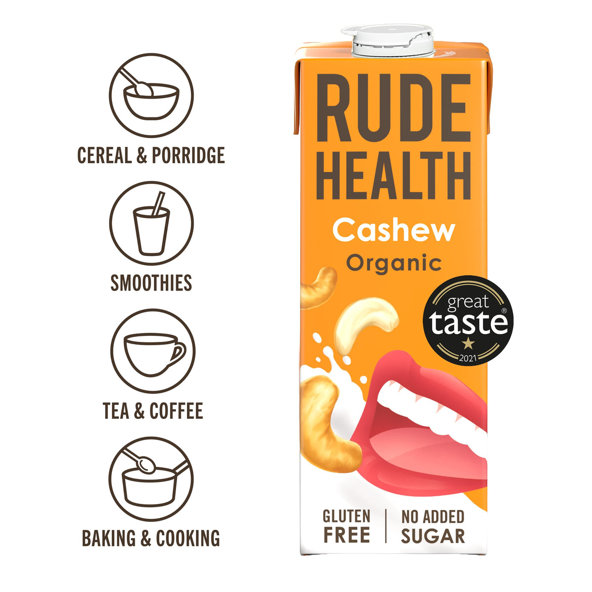 Rude Health 6 x 1 Litre Organic Oat Dairy-Alt Milk, 100% Natural Organic Drink, Lactose Free, Dairy Free & Gluten-Free, No Added Sugar, Award-Winning, Healthy & Vegan, 100% Recyclable Packaging