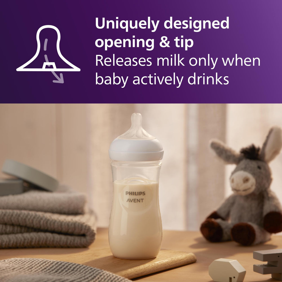 Philips Avent Natural Response Baby Bottle - 125ml Baby Milk Bottle for Newborns and Up, BPA Free, 0+ Months (Model SCY900/01)