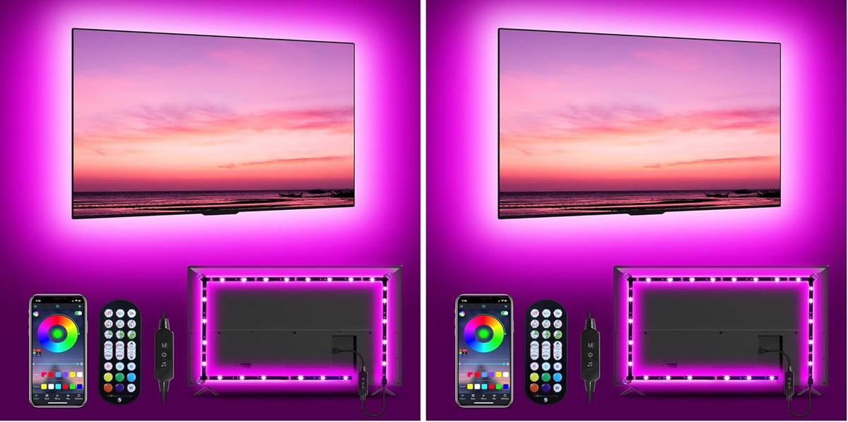 MATICOD TV LED Lights, 4M TV Lights for 45-60in TVs, Music Sync RGB TV Backlight USB LED Strip Lights with Remote and App Control for Christmas Decorations