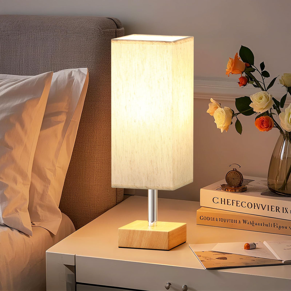 Aooshine Bedside Lamps, 3000K Warm Table Lamp for Bedroom Living Room