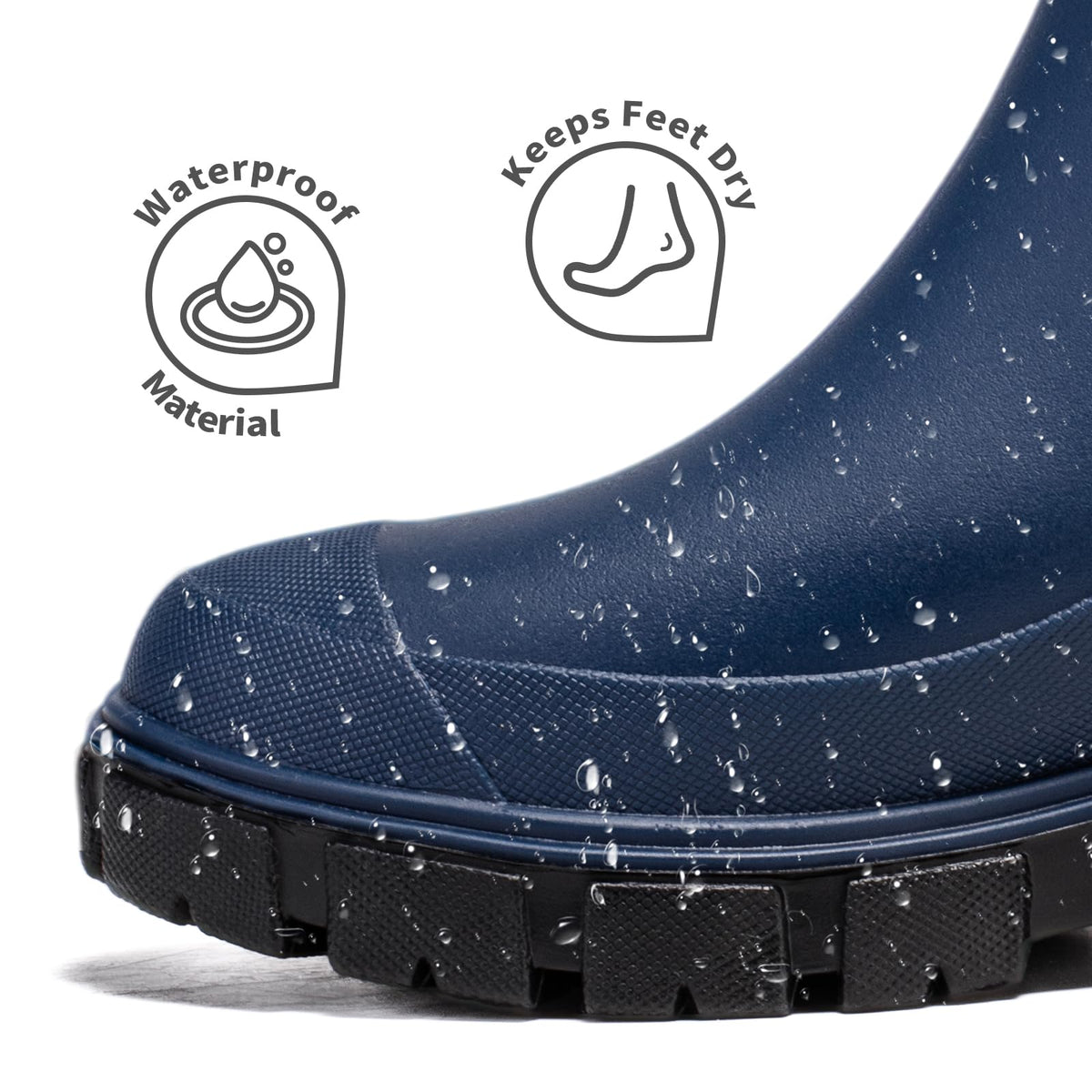 DRECAGE Wellies Boots Women Waterproof Short Chelsea Fashion Ladies Comfortable Rain Boots Outdoors Garden Walking