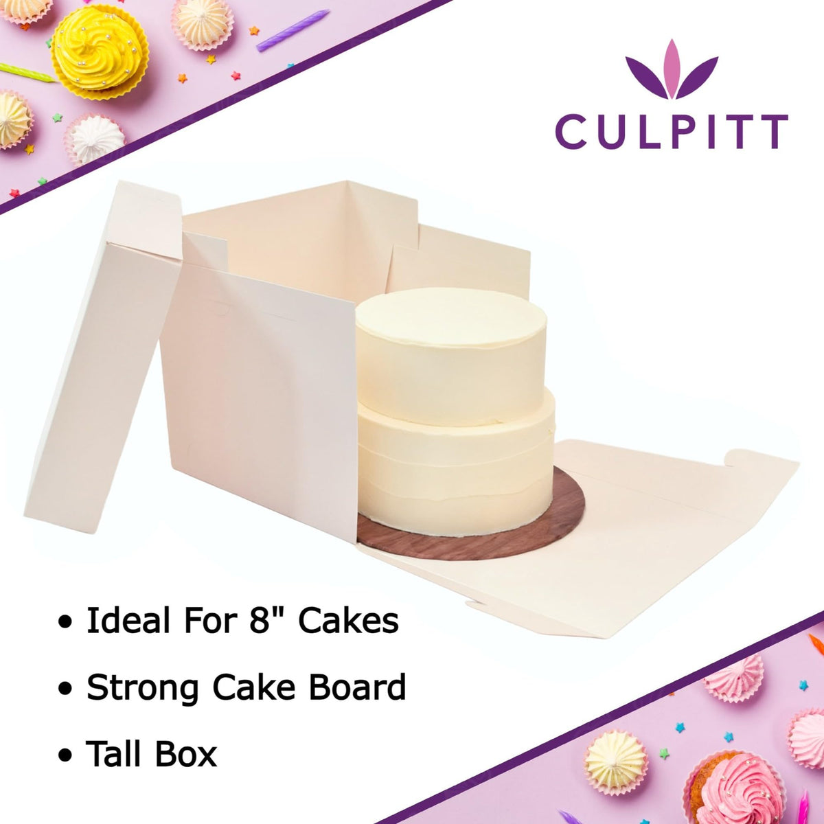 Culpitt 8" (20cm) Marble Print Masonite Board & Extra Tall Box Set