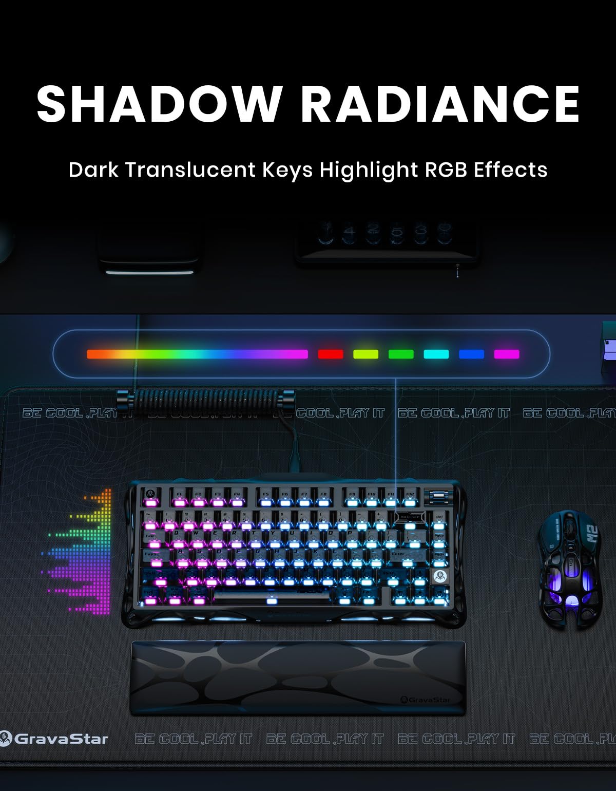 GravaStar Mercury K1 Mechanical Keyboard with Aluminium Frame, 75% Wireless Gaming Keyboard, Hot Swap Custom Keyboard with Button, Gasket, RGB Tri-Mode Keyboard, PBT Keycaps, 8000 mAh White
