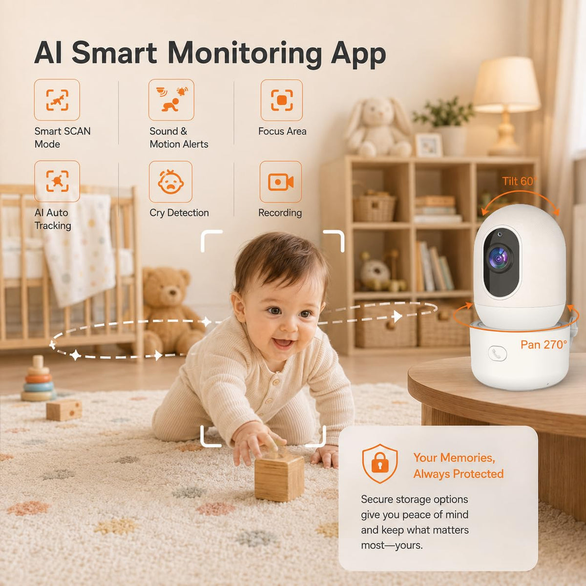 HelloBaby Baby Monitor,29-Hour Battery Life,Upgrade Baby Monitor with Camera and Night Vision,No Wifi,355°/120° Remote Pan Tilt Camera 2x Zoom, ECO Mode,2-way talk,Up to 1000ft,Temperature
