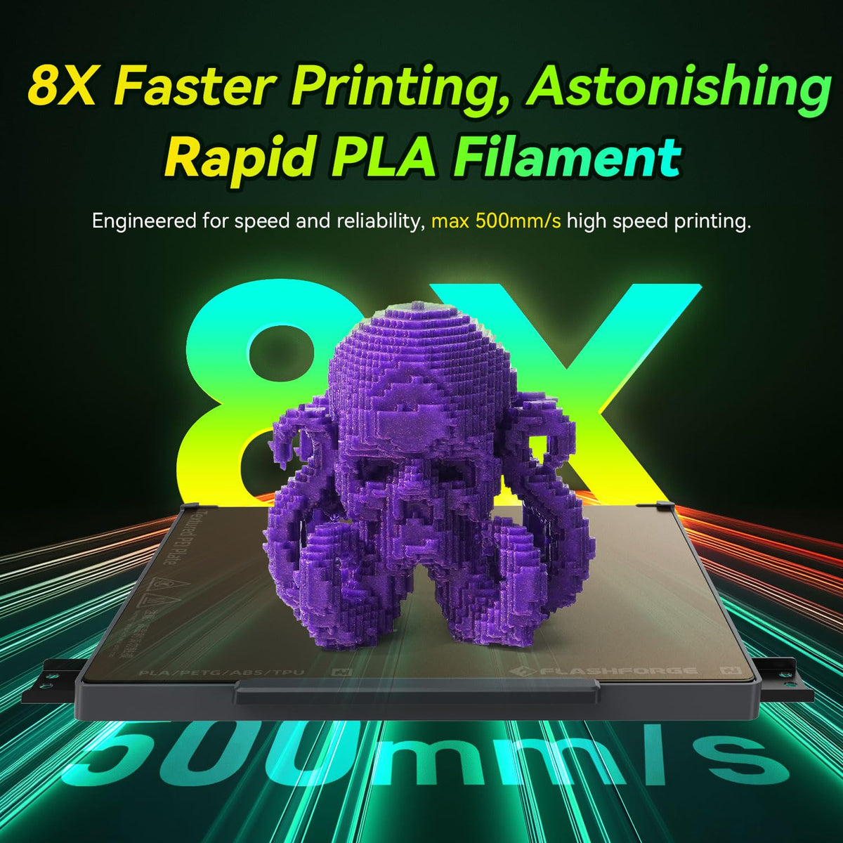 FLASHFORGE 3D Printer Filament, PLA PRO Filament 1.75mm, 1KG Spool (2.2lbs), Dimensional Accuracy +/- 0.02mm for FDM 3D Printers, Better Tenacity & No Knotting (White)