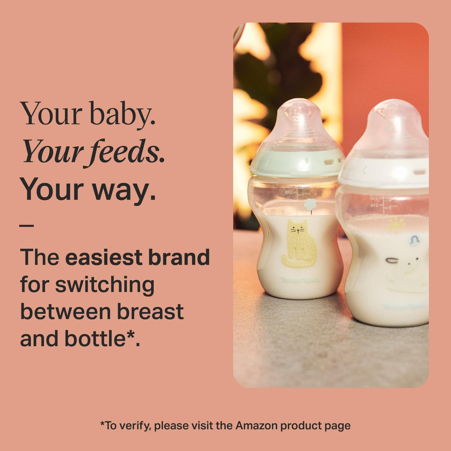 Tommee Tippee Natural Start Baby Bottles for 0m+, Pack of 6 260ml Baby Bottles, with Slow Flow Breast-Like Teat for a Natural Latch, Self-Sterilising and BPA Free, Baby Feeding Essentials