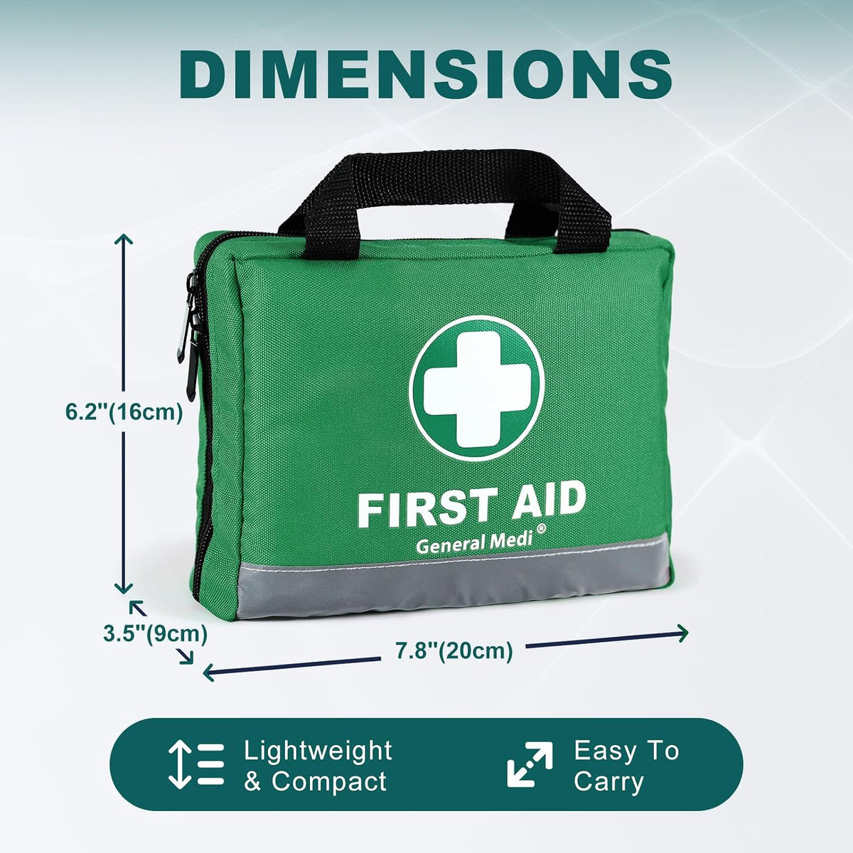 General Medi 210 Piece First Aid Kit- Emergency kit - Reflective Design - Includes Ice(Cold) Pack, Moleskin Pad and Emergency Blanket for Travel, Home, Office, Car, Workplace & Outdoor