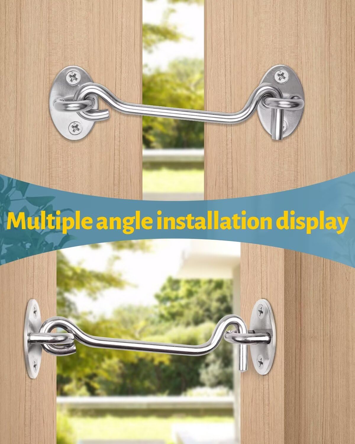 4 Inch Hook and Eye Latch, 1Pcs Stainless Steel Silver Gate Hook