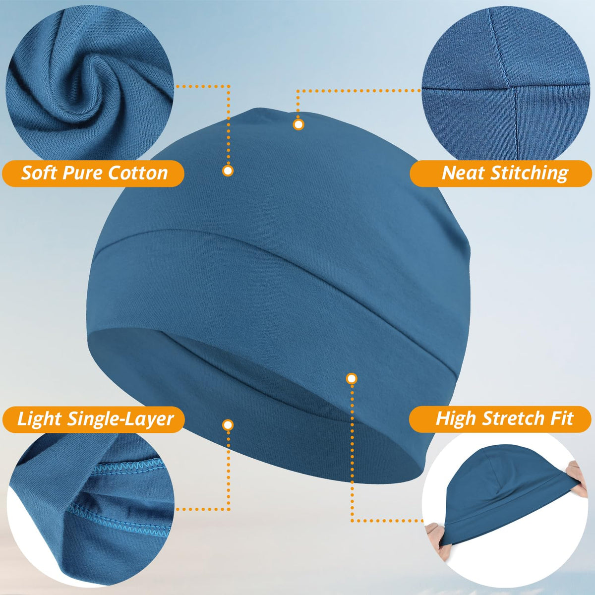 EINSKEY 100% Cotton Skull Caps for Men, Multipurpose Daily Wear Beanie Hat