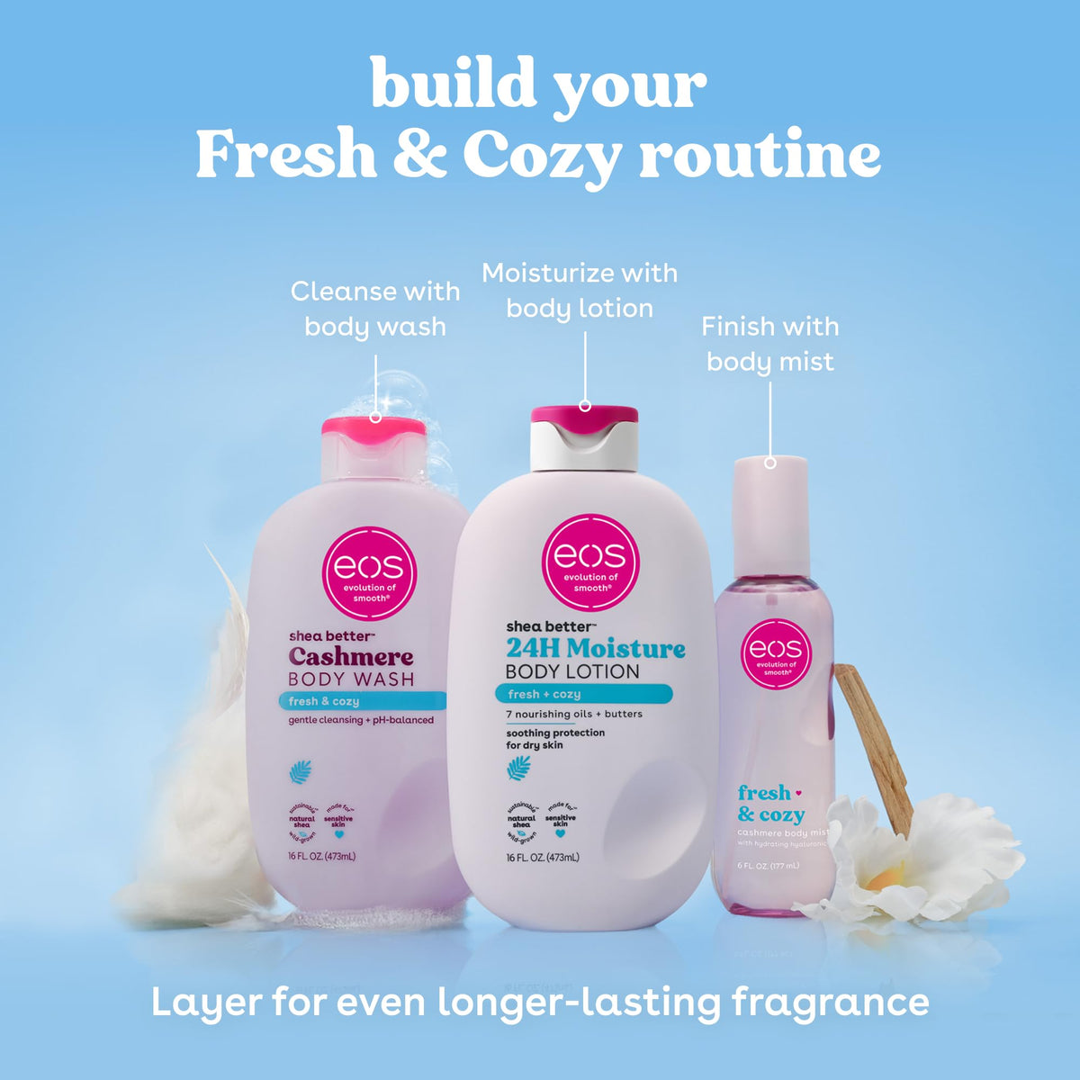 eos vanilla cashmere body lotion shea better 24hr moisture - 16 oz/473 ml