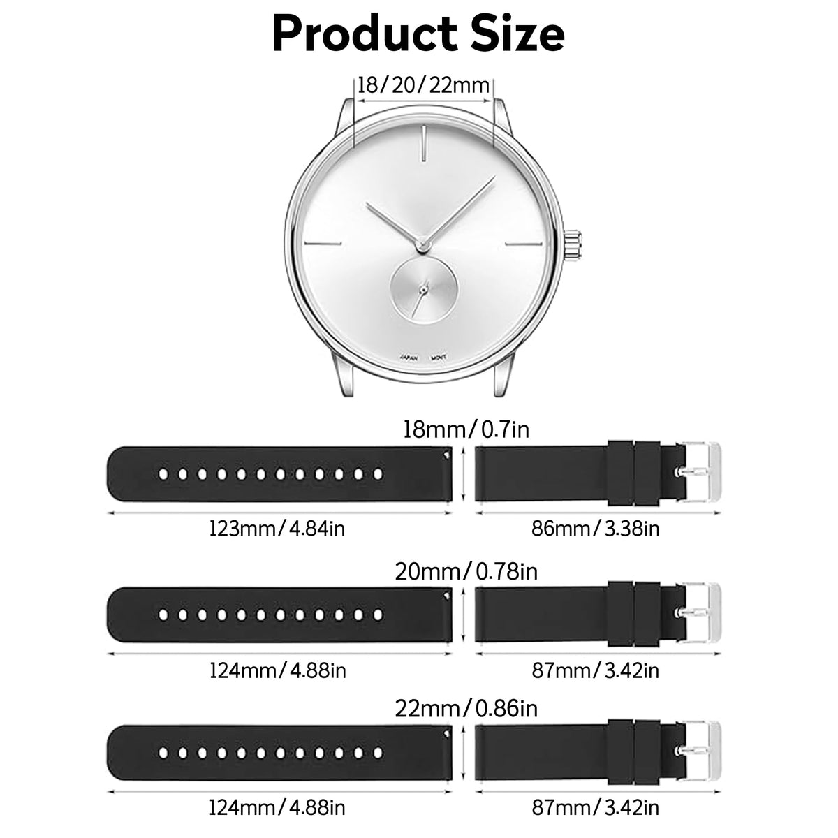 Silicone Strap,Quick Buckle Waterproof Soft Strap,Watch strap
