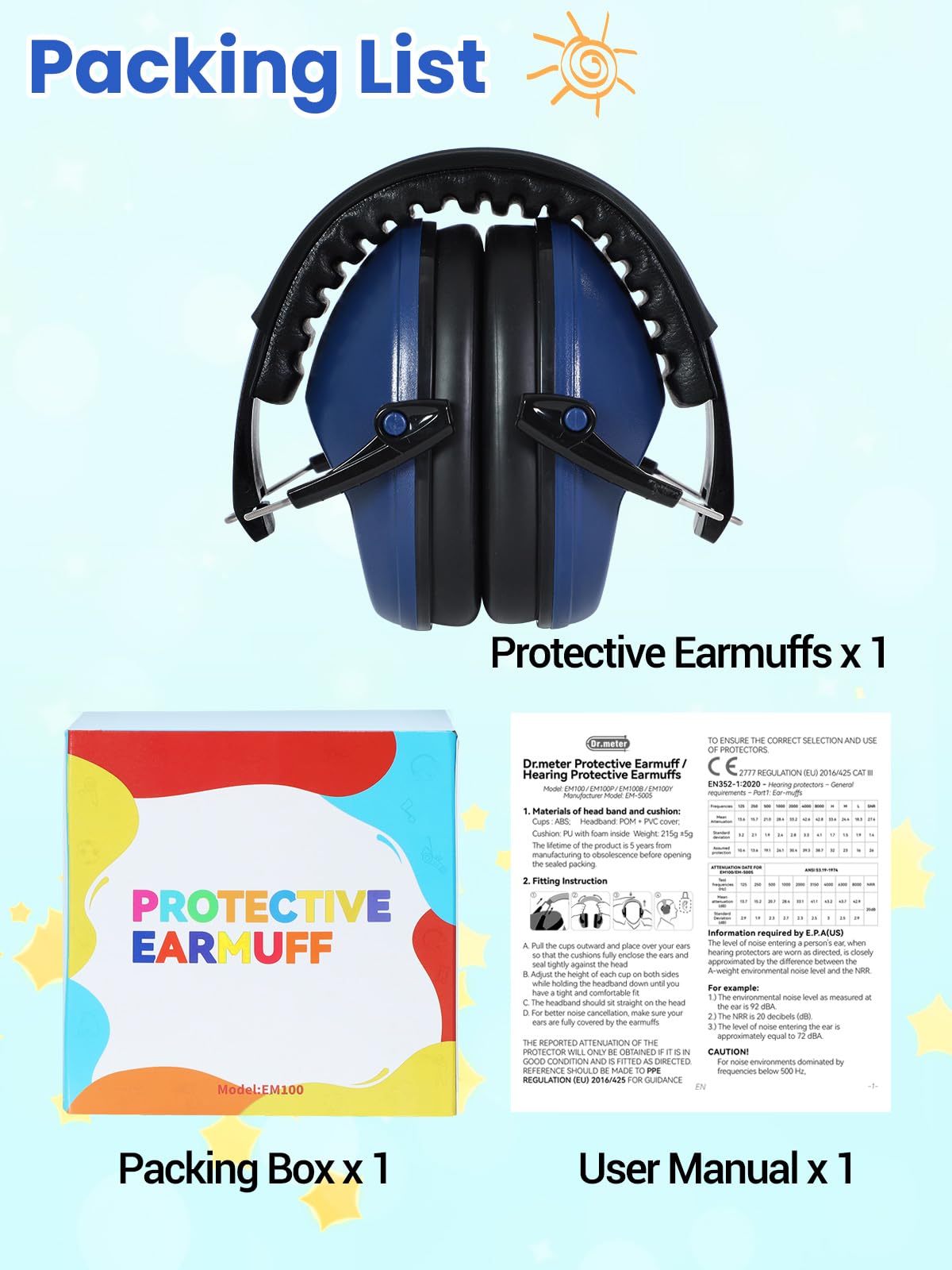 Dr.meter Ear Defenders Children SNR 27.4dB for Autism, Sensory Needs