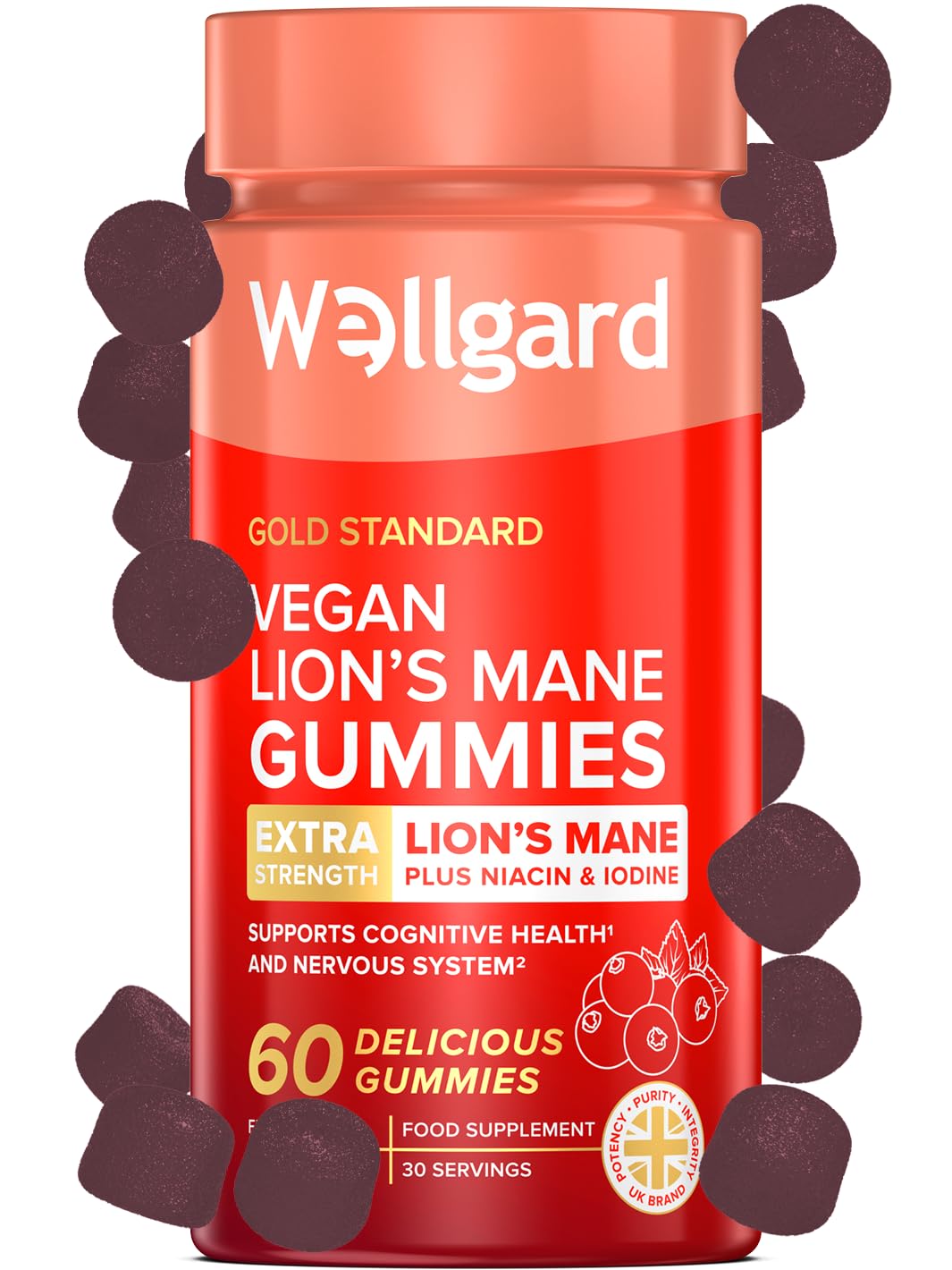 Wellgard Kids Calcium & D3 Gummies - 2 Month Supply - Vegan Chewable Calcium and Vitamin D3 Gummies, Mixed Berry Flavour
