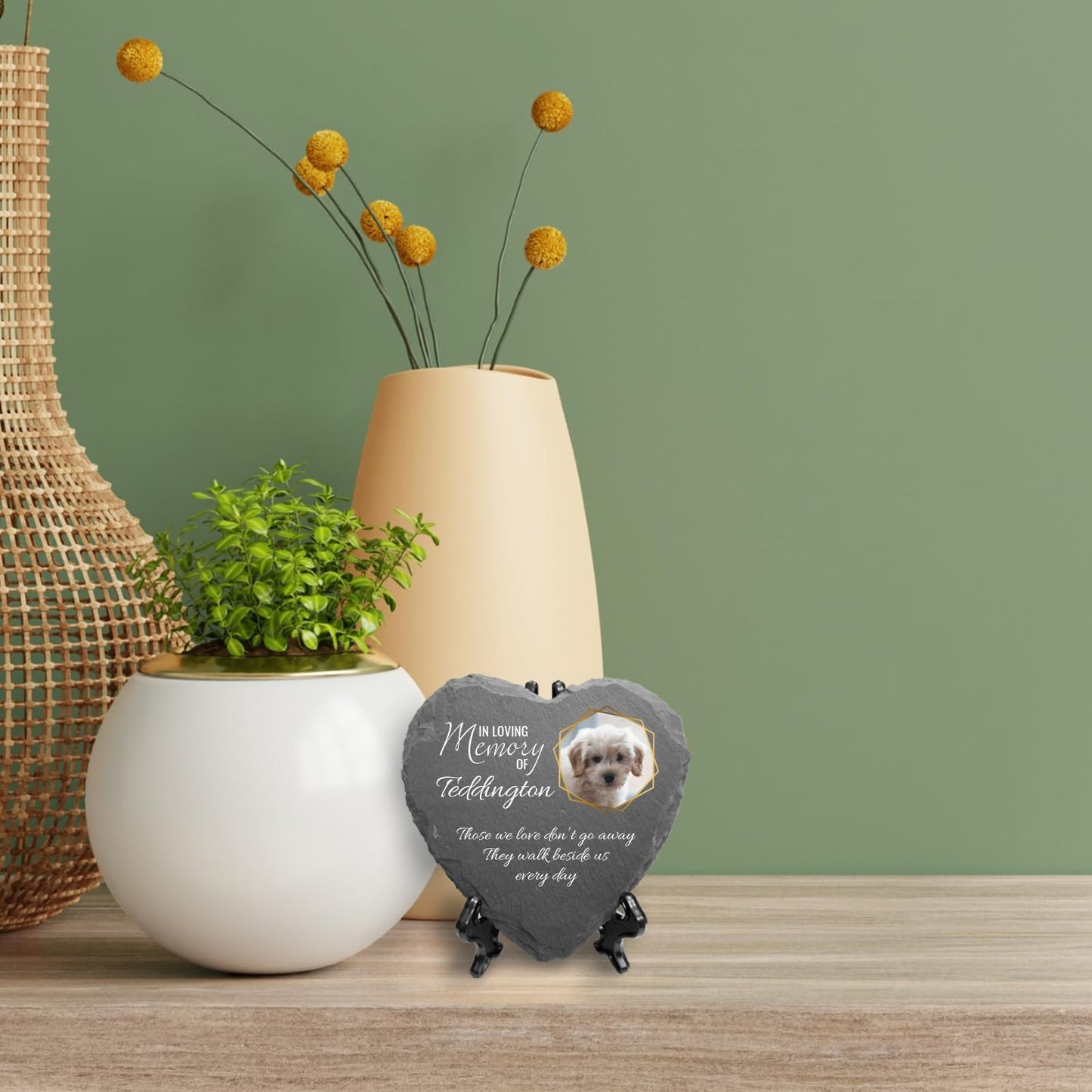 You Personalise Personalised UV Printed Photo Memorial Slate- Custom Message & Photo- Heart Slate, Optional Display Stand- Outdoor & Indoor Use- 100 x 100 mm