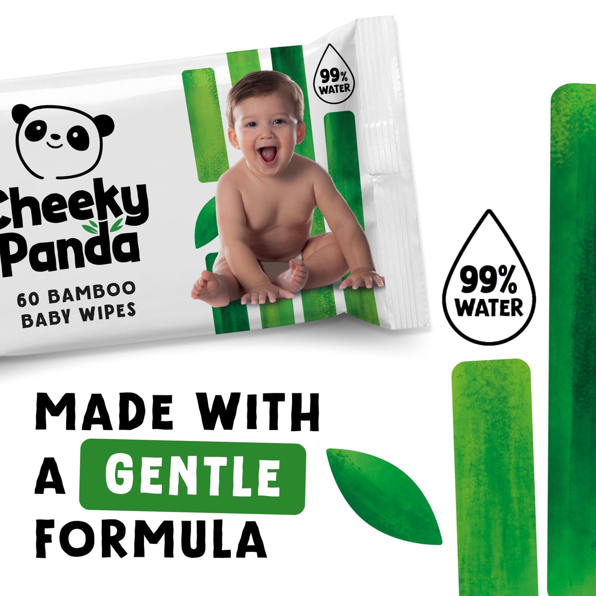 The Cheeky Panda Bamboo Biodegradable Baby Wipes Multipack | 99% Purified Water, Suitable for Sensitive Skin | Dermatologically Tested