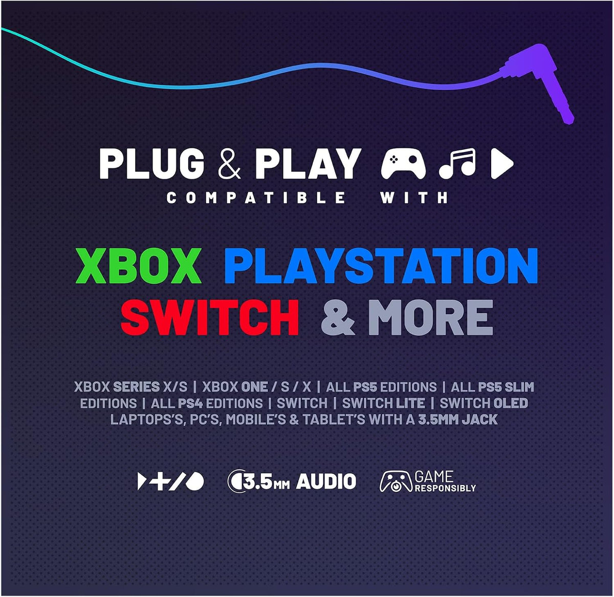 STEALTH PANTHER Sky - Over Ear Gaming Headset PS4/PS5, XBOX, Switch, PC with Flexible Mic, 3.5mm Jack, 1.5m Cable, Lightweight, Comfortable and Durable