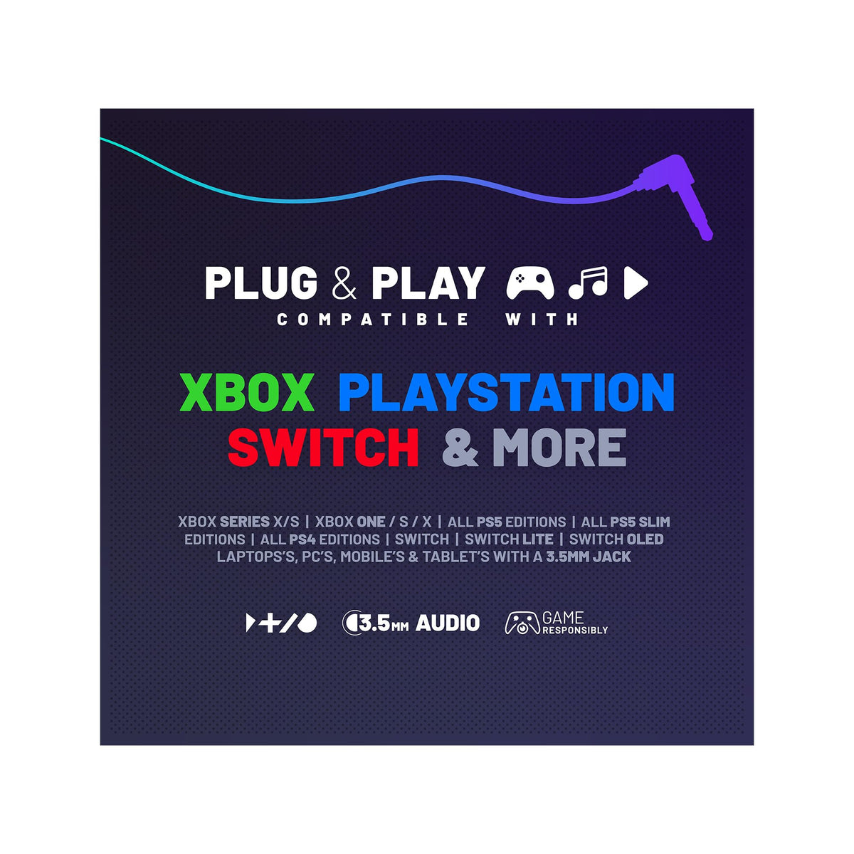 STEALTH PANTHER Sky - Over Ear Gaming Headset PS4/PS5, XBOX, Switch, PC with Flexible Mic, 3.5mm Jack, 1.5m Cable, Lightweight, Comfortable and Durable