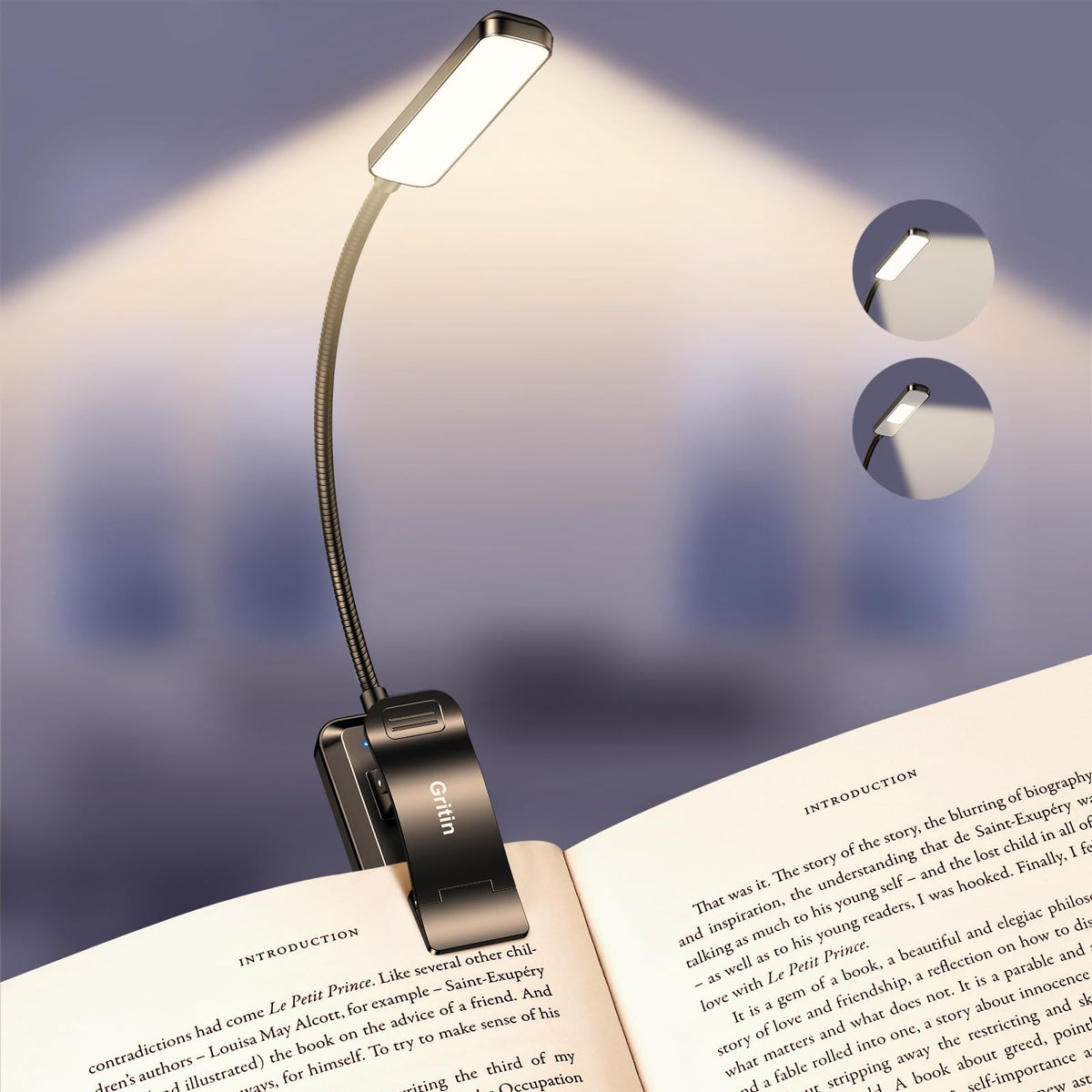 Gritin 2026 Gen 2 Book Light for Reading-30 Eye Caring Full Spectrum LED