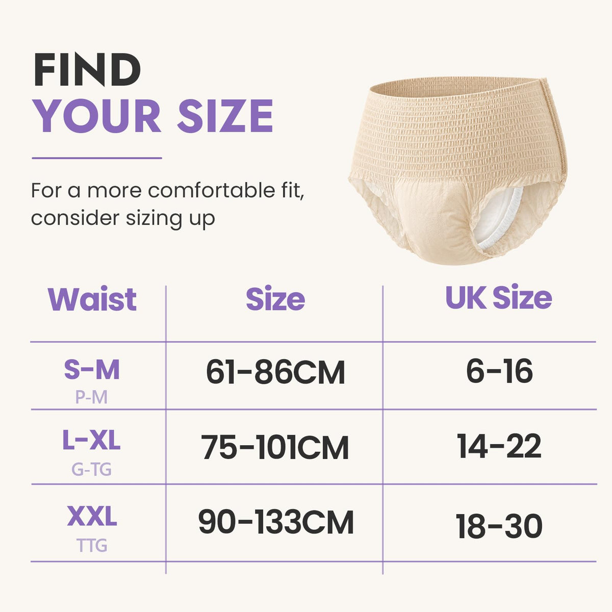 MOLLIS Disposable Period Pants Heavy Flow, Postpartum Underwear L/XL 8 Ct