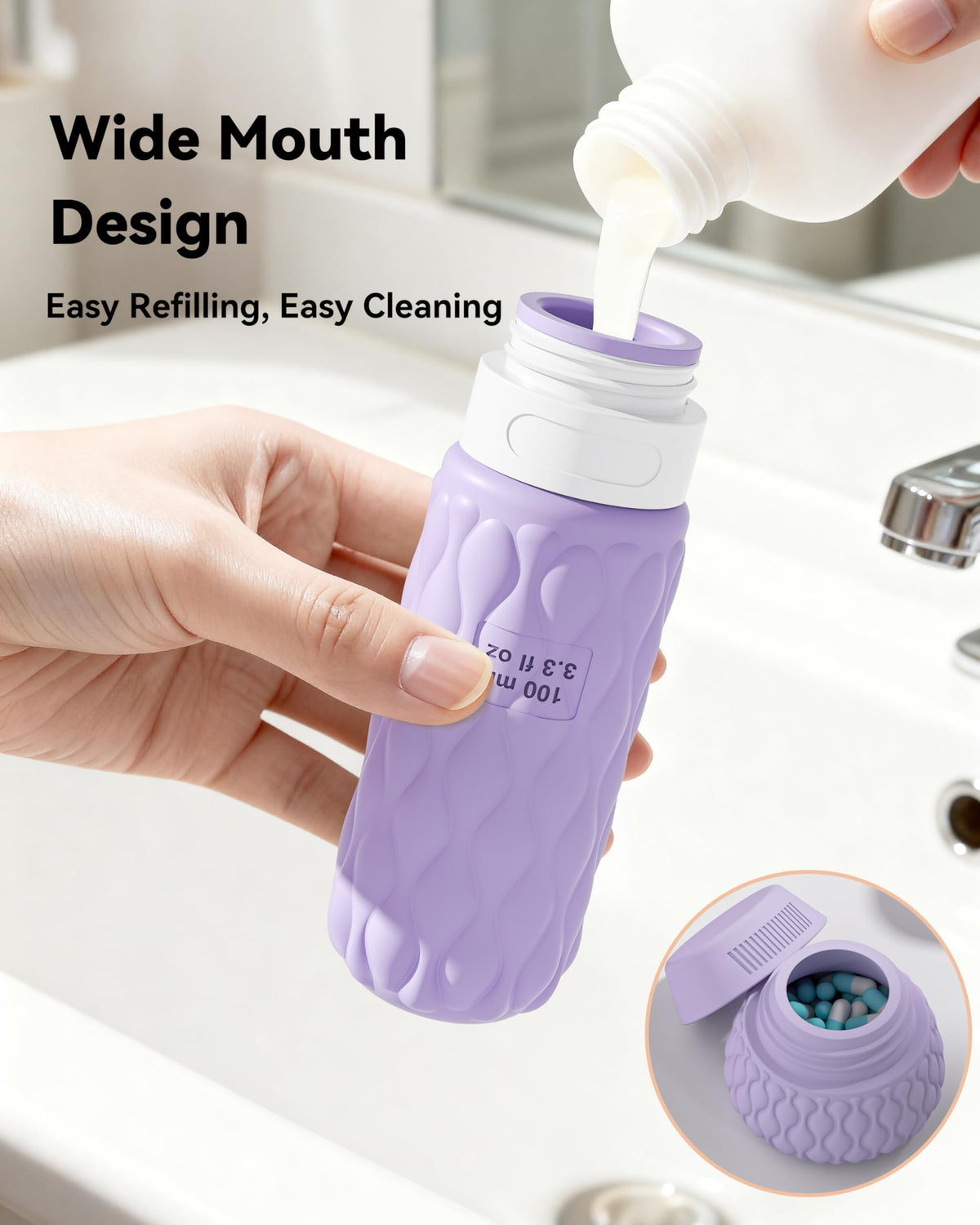 100ml Silicone Travel Bottles for Toiletries for Shampoo and Conditioner